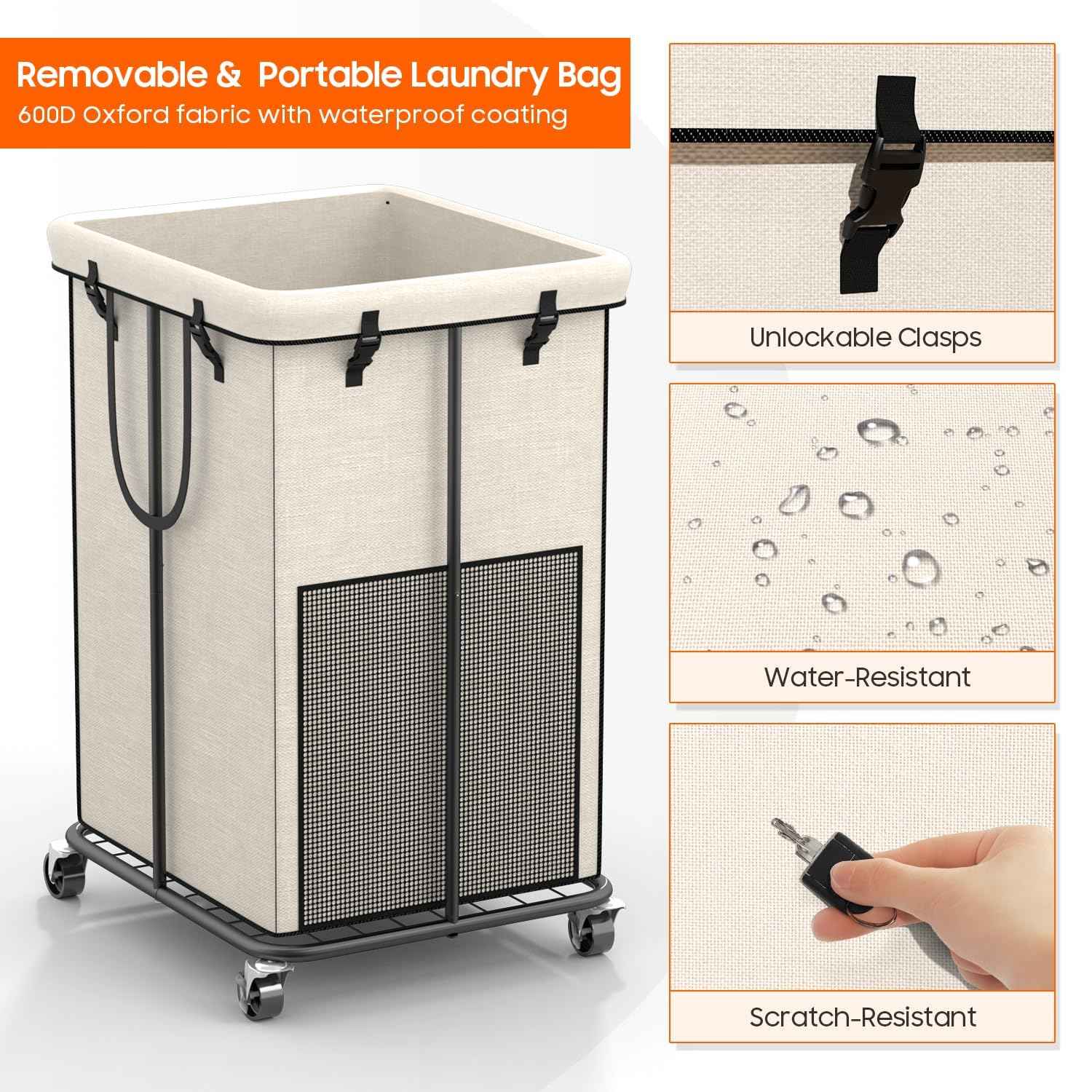 Laundry Hamper with Wheels (99.68 Ounce)