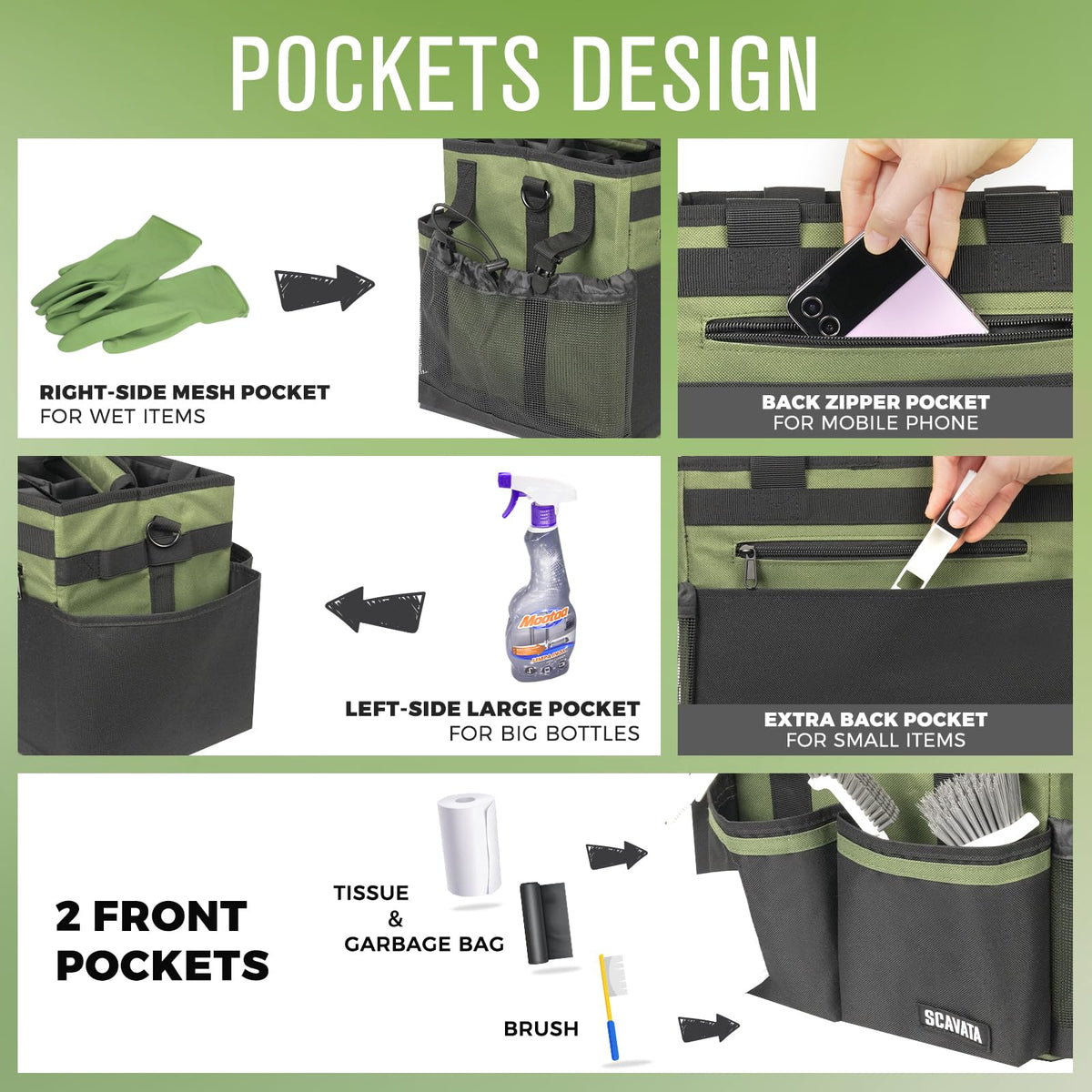 Compact Wearable Cleaning Caddy with Handle & Shoulder Straps