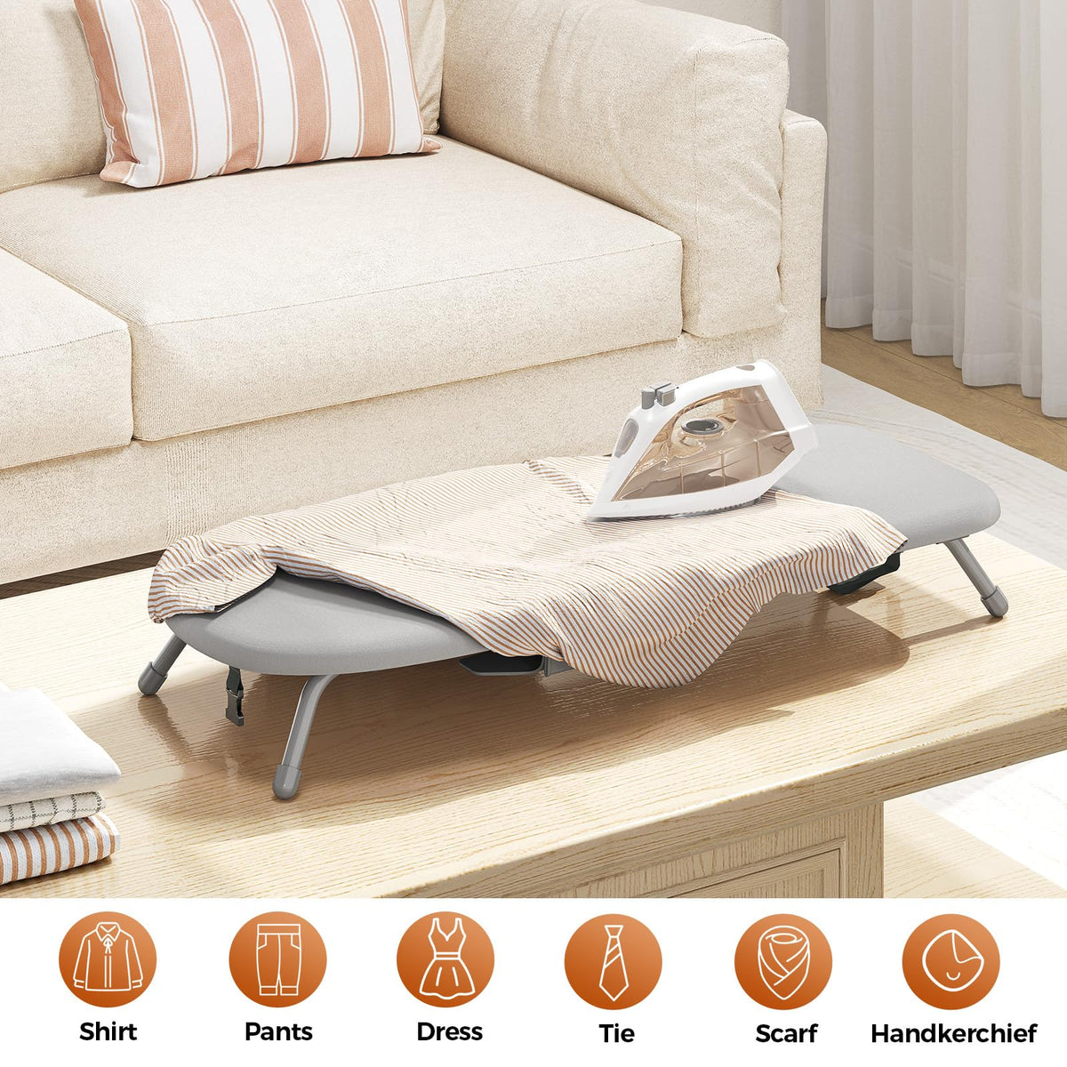Small Ironing Board with Iron Holder Compact Tabletop Iron Board