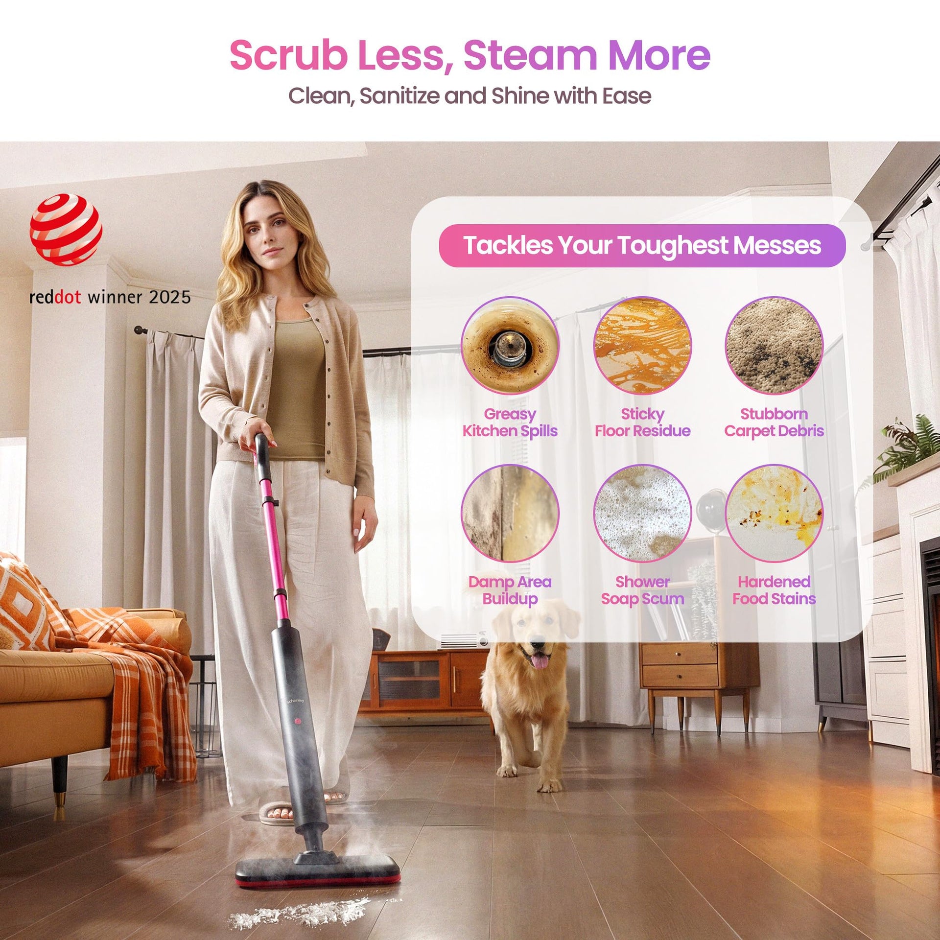 Lightweight Steam Mop for Hardwood Floor Cleaning