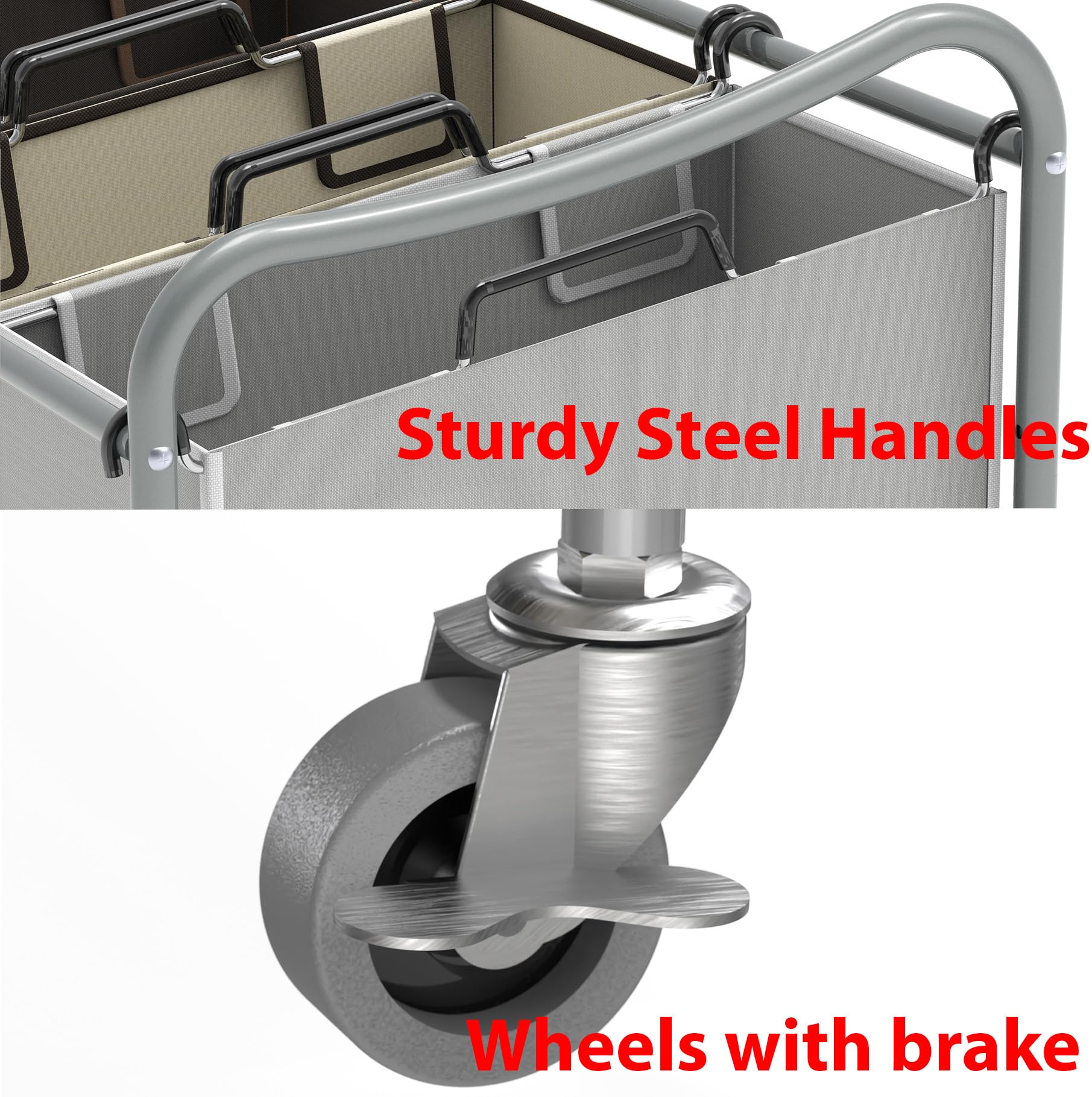 Heavy Duty 3 Bag Laundry Sorter Rolling Cart