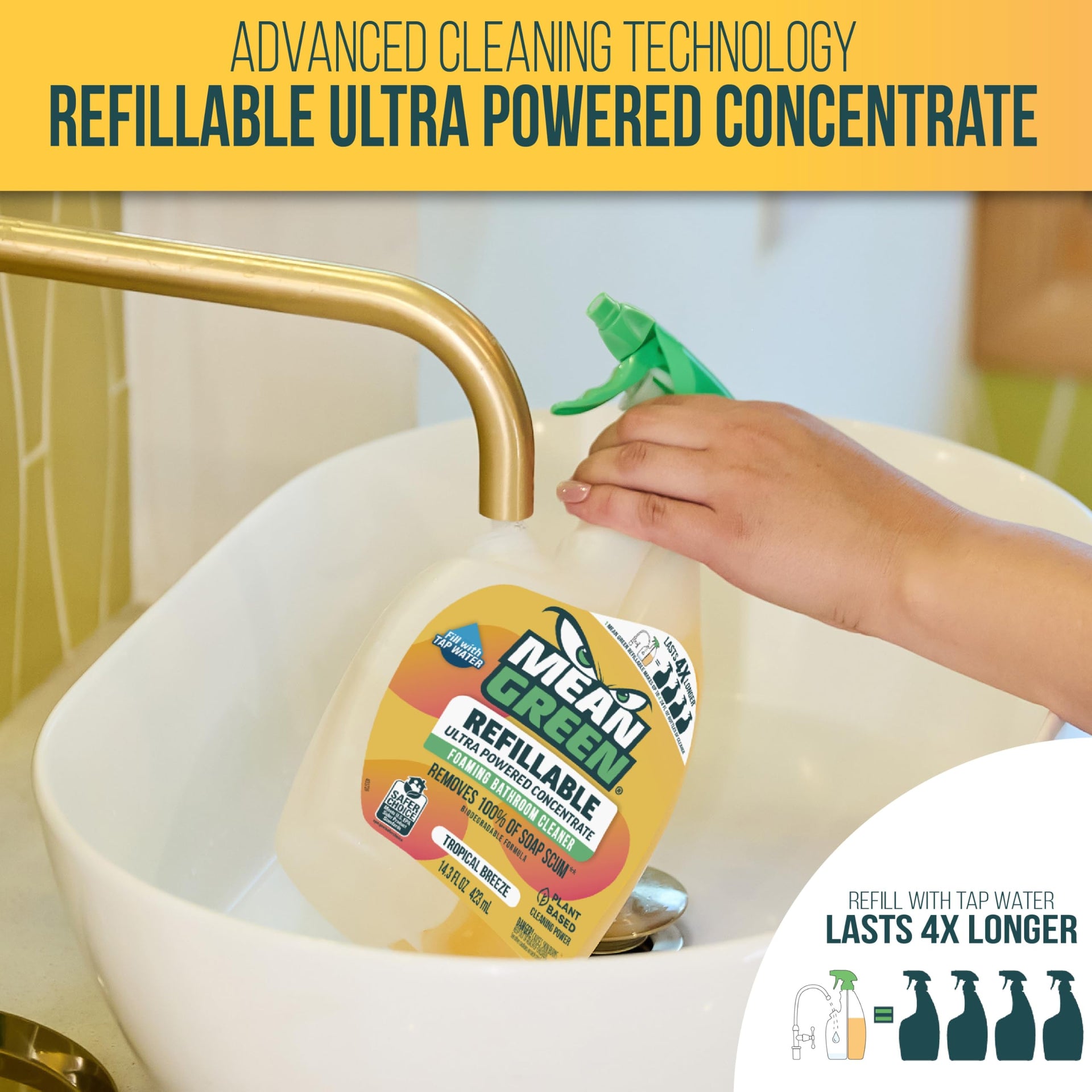 Refillable Ultra Powered Bathroom Cleaner Concentrate (14.3 Fl Oz)