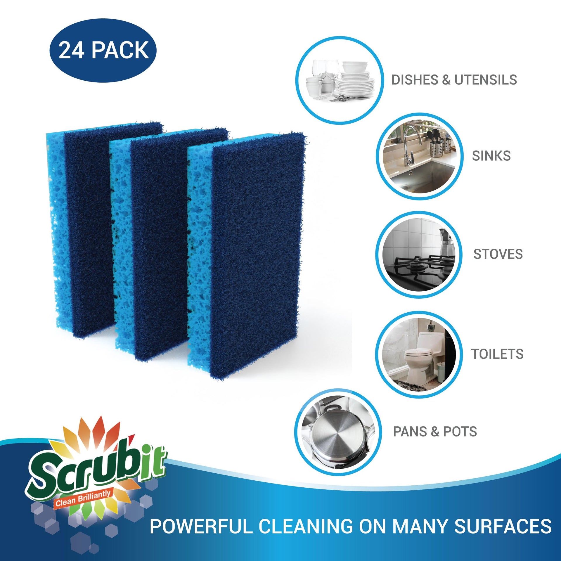 Non Scratch Cleaning Scrub Sponges (24 Count)