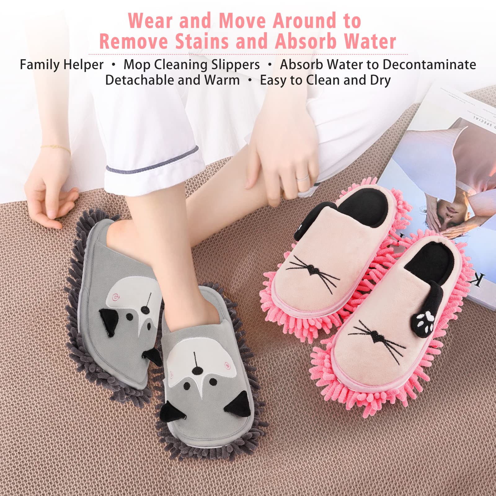 Detachable Dog Mop Slippers for Floor Dusting