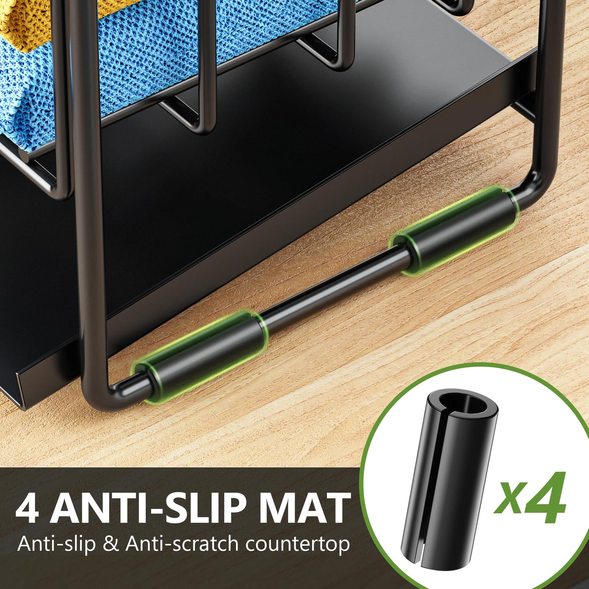 2 Tier Kitchen Sink Caddy Organzier Rack with Dish Brush Sponge Holder