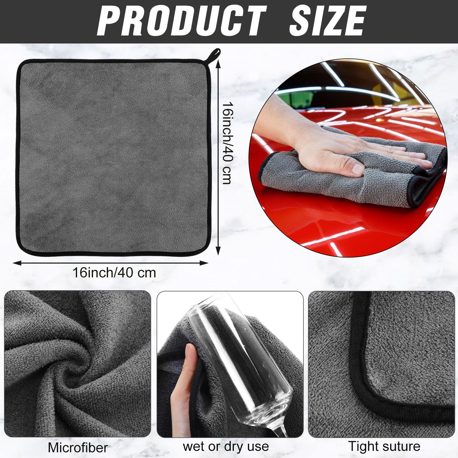 18 Pcs Gray Microfiber Towels (18 Count)