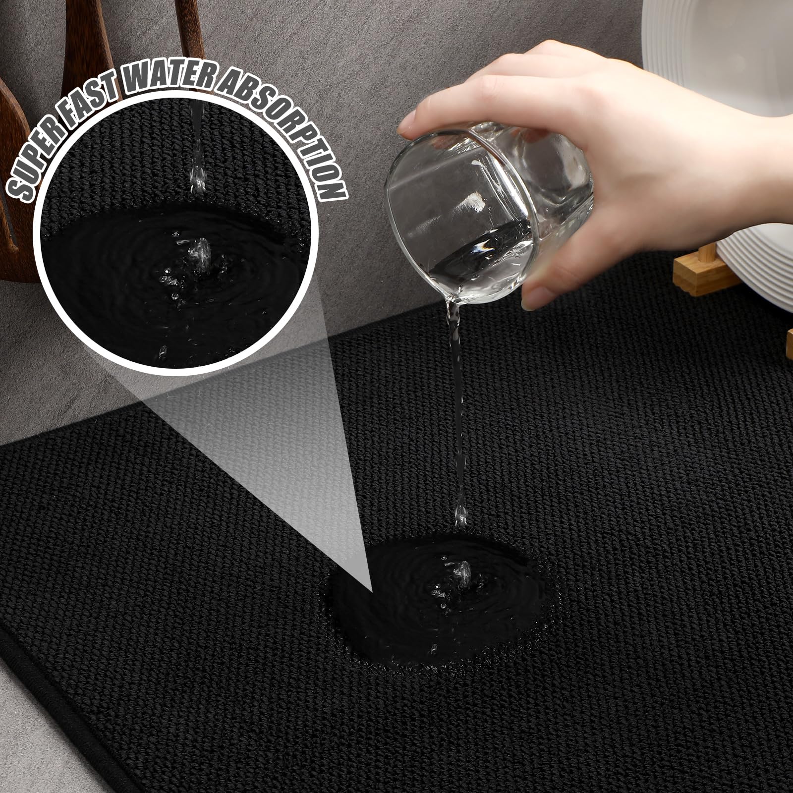 2 Pack Extra Large Dish Drying Mat Microfiber Absorbent Dish Drying Pad Large Size Dishes Drainer Mats for Countertop
