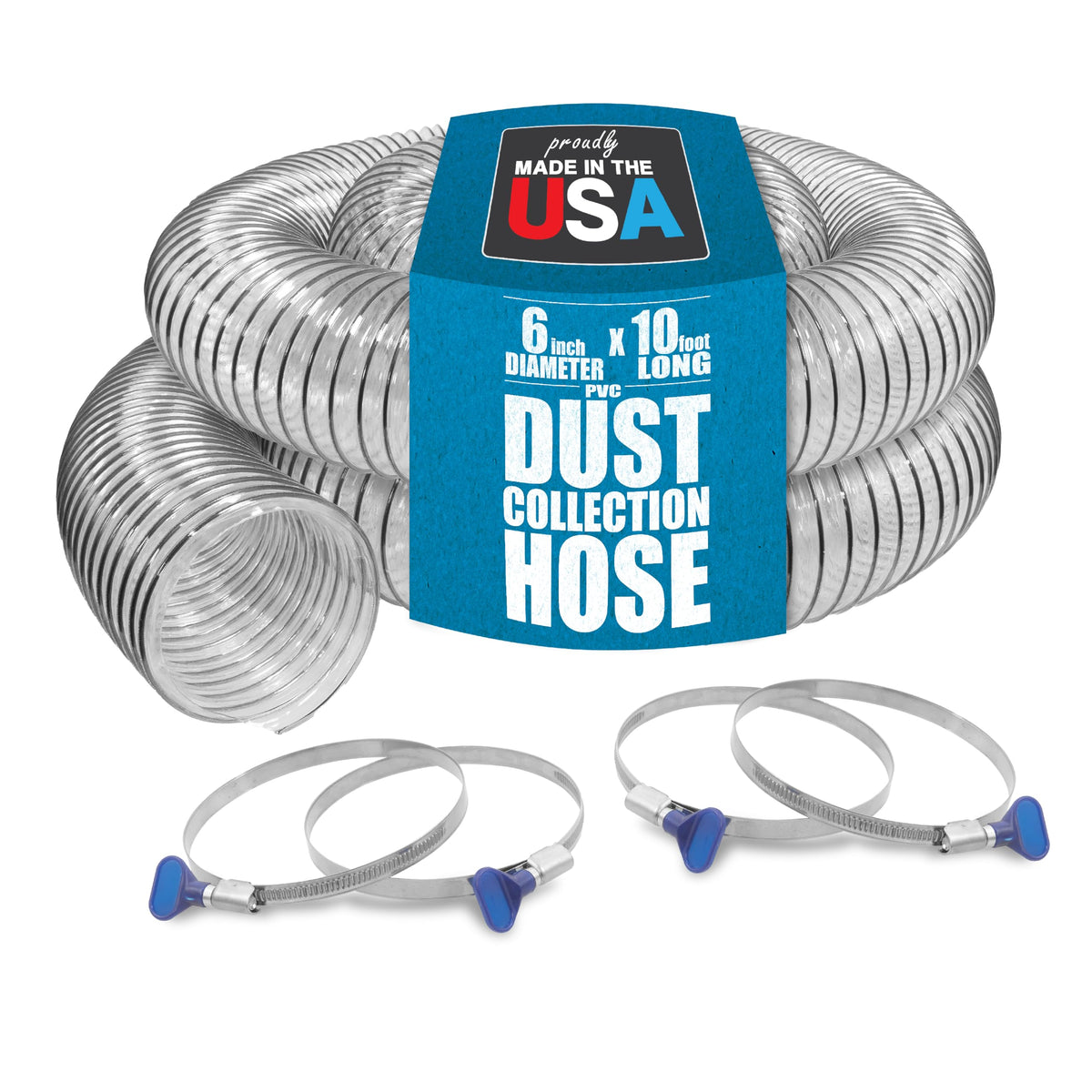 6" x 10' PVC Dust Collection Hose w (8 Count)