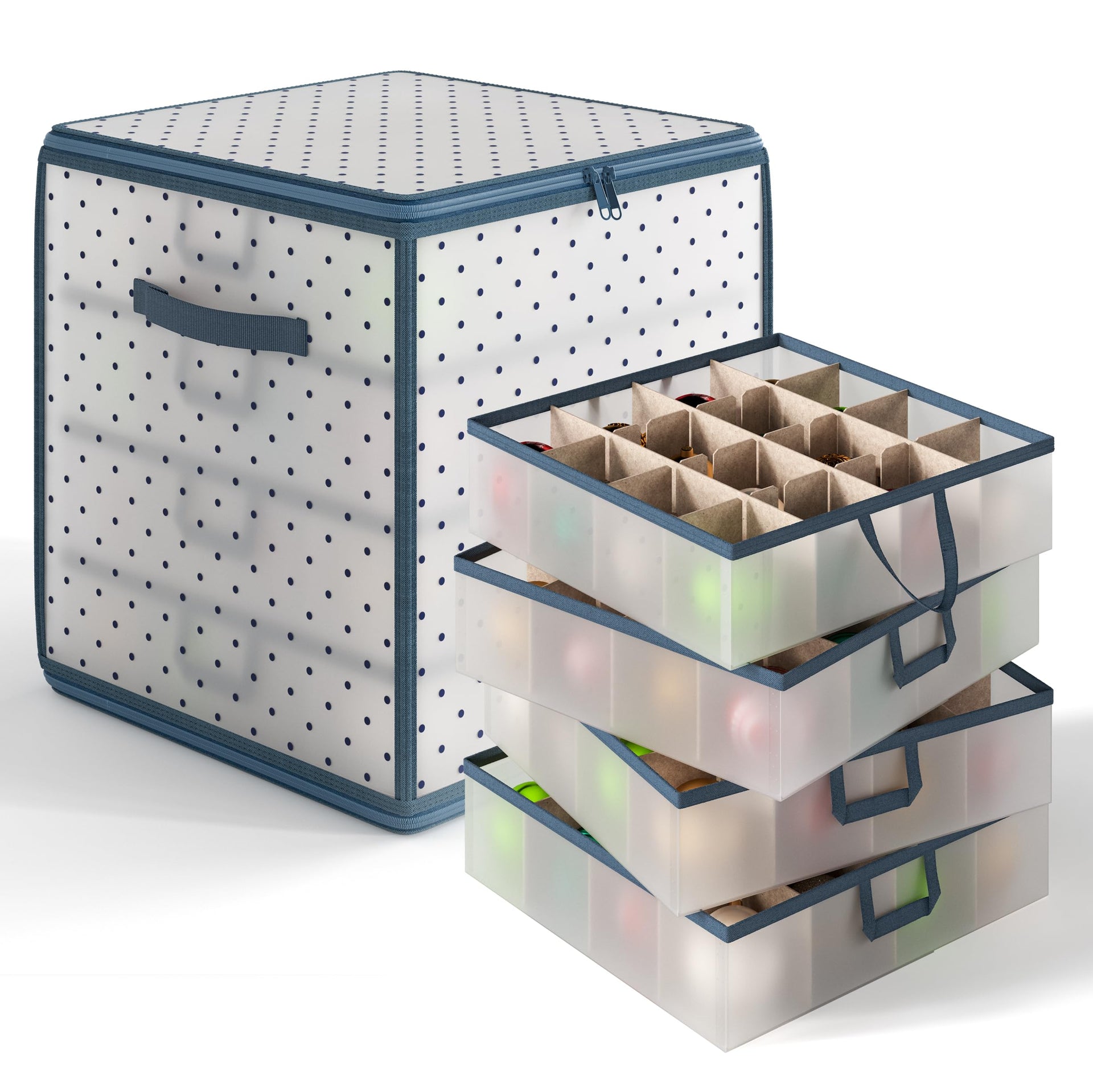 Christmas Ornament Storage Box With 4 Inner Tray Dividers