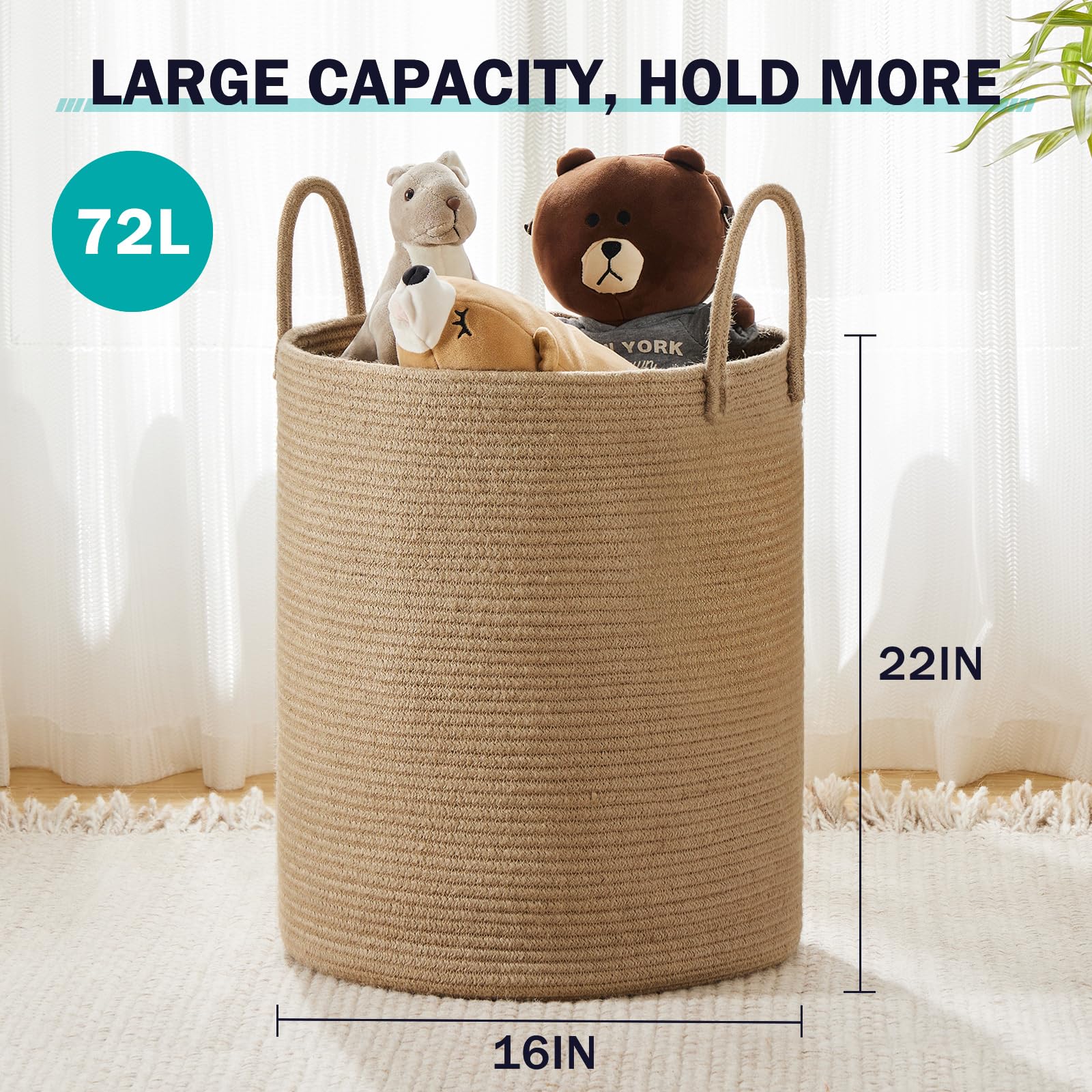 Woven Rope Laundry Hamper Basket by YOUDENOVA - ModHome Supplies