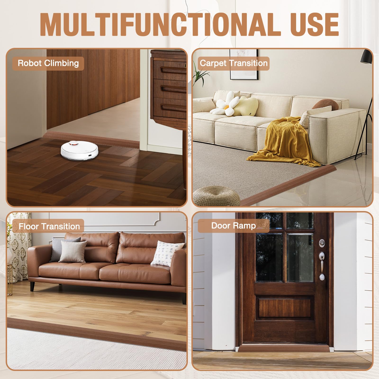 Floor Transition Strip Self Adhesive Vinyl Door Threshold Strip (6.6 Foot)