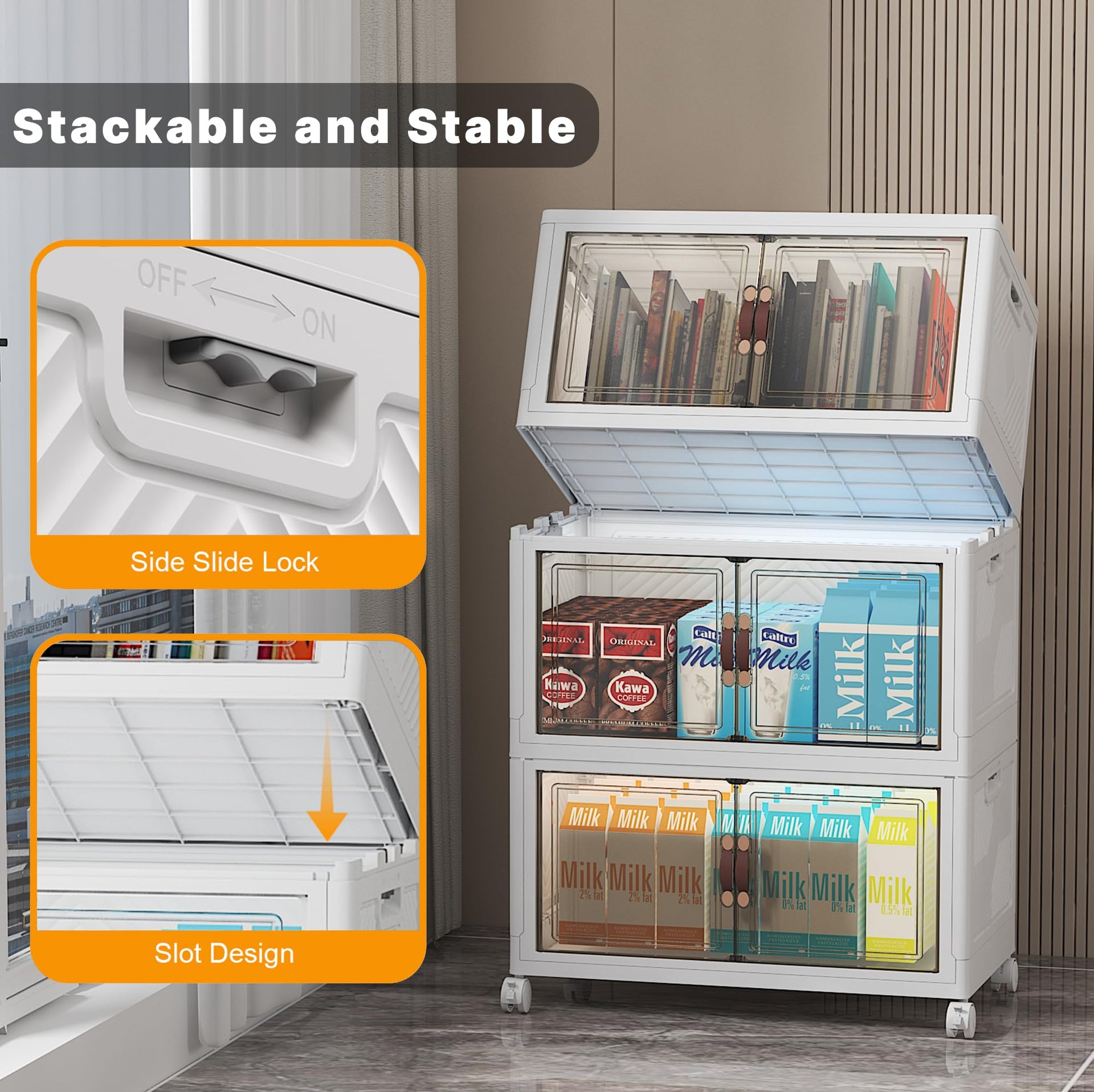 Stackable Storage Bins with Lid (3 Count)