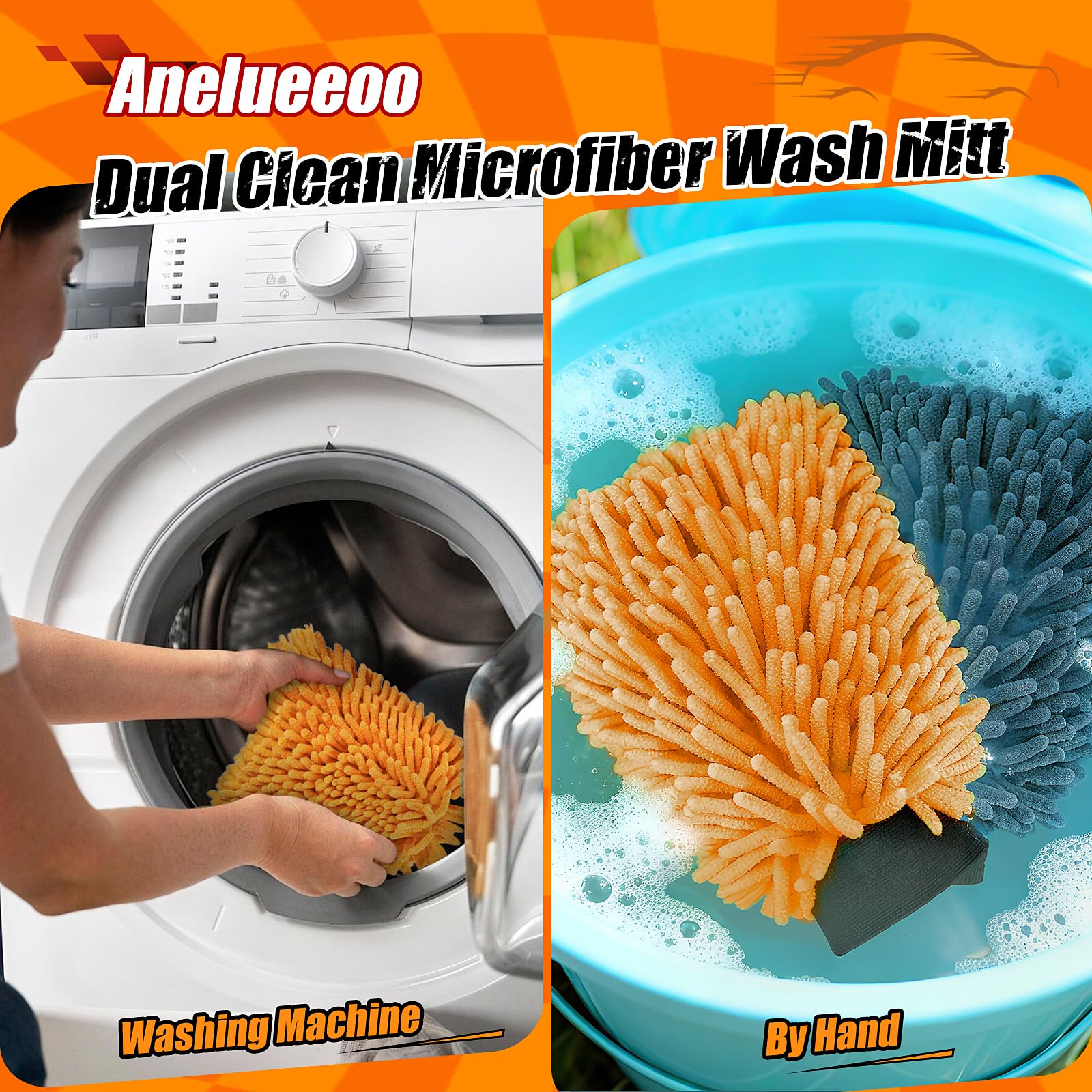 4 Pack Car Wash Mitt Microfiber (4 Count)
