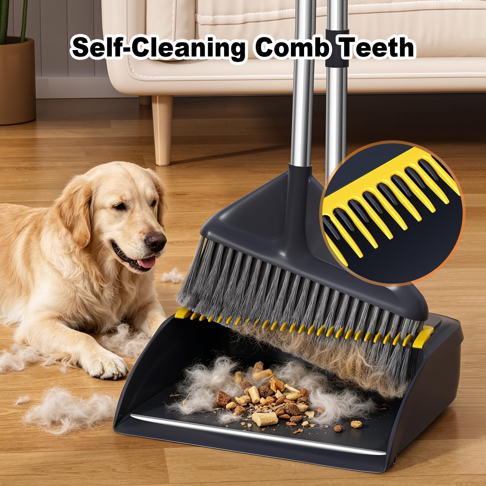 Broom and Dustpan Set with 52" Long Handle
