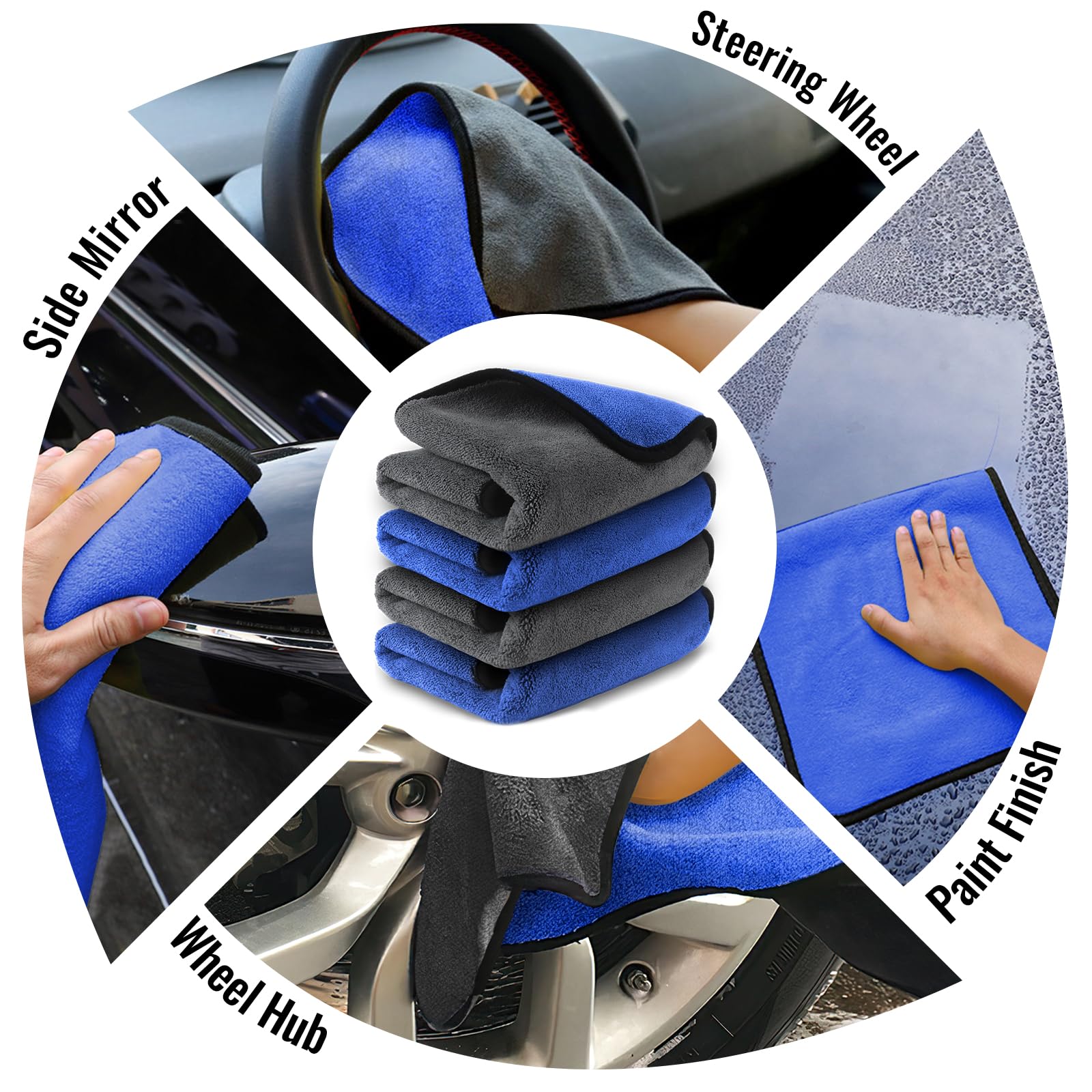 Microfiber Towels Cars Wash Drying Cleaning Cloth (4 Count)