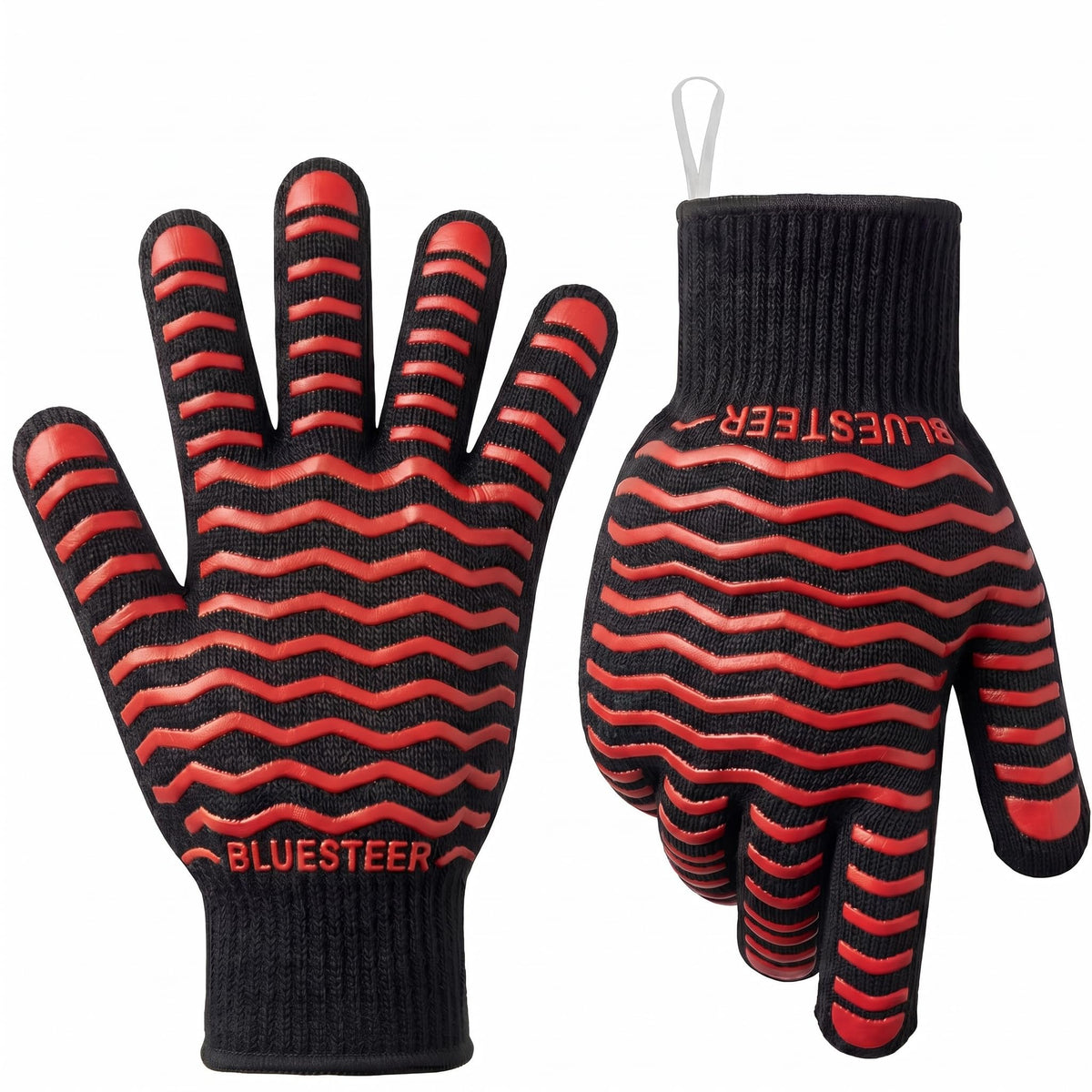 BBQ Gloves 1472°F Heat Resistant Oven Gloves with Fingers Heat Proof Grill Gloves Non (9.6 Ounce)
