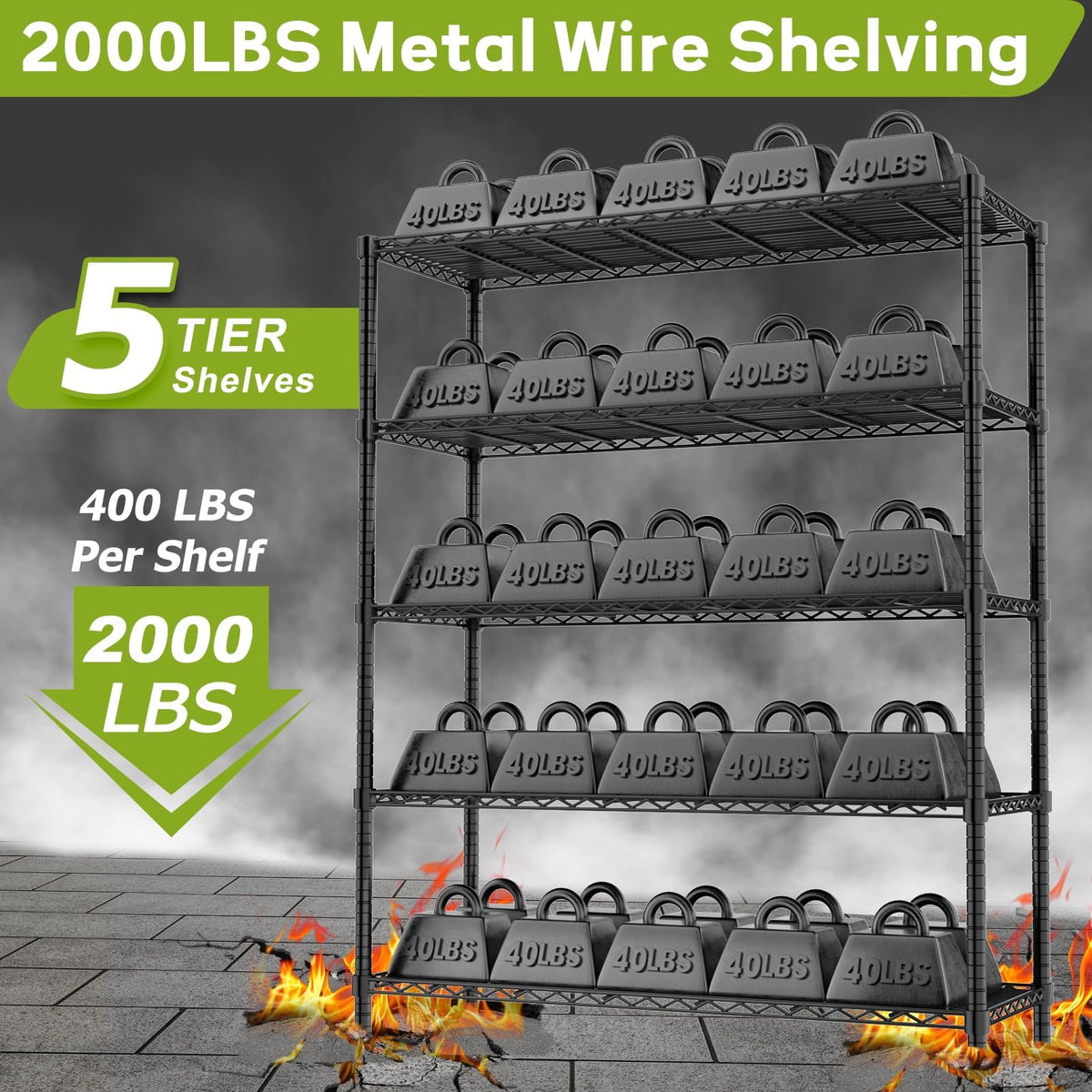 45" W x 20" D x 72" H Heavy Duty Wire Shelving Unit