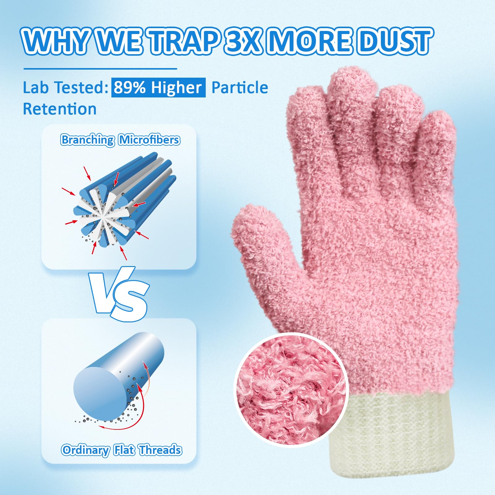 Microfiber Dusting Gloves House Cleaning Glove for Blinds (4 Count)