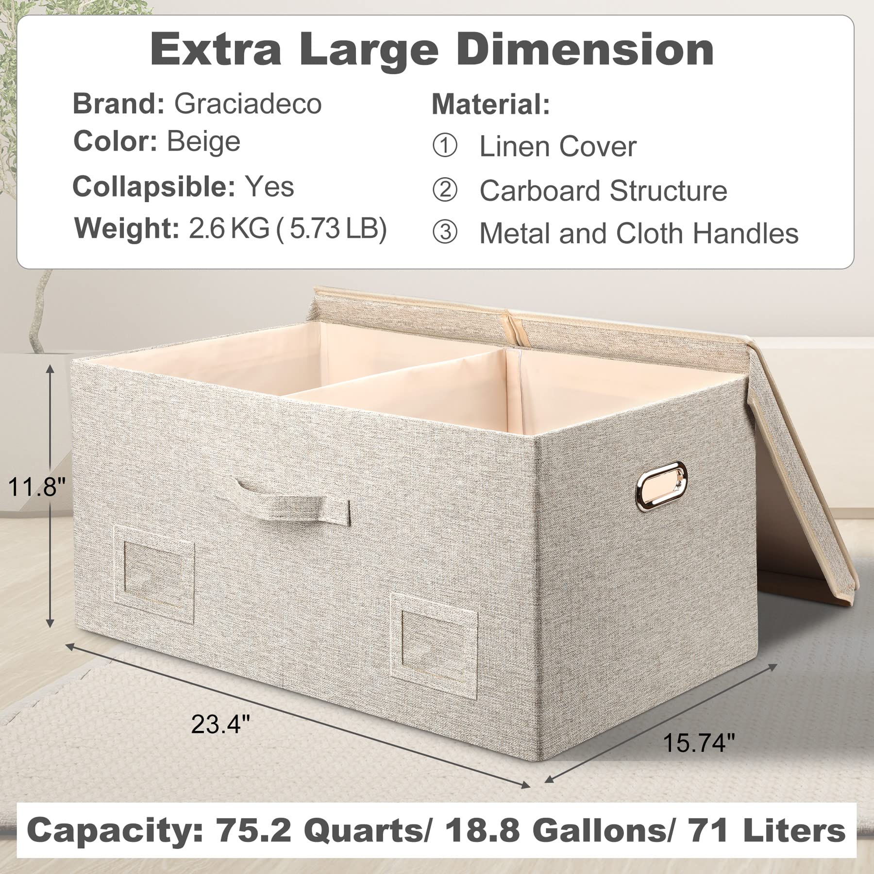 Storage Bins with Lids Fabric Closet Organizers Cubes Office Organization