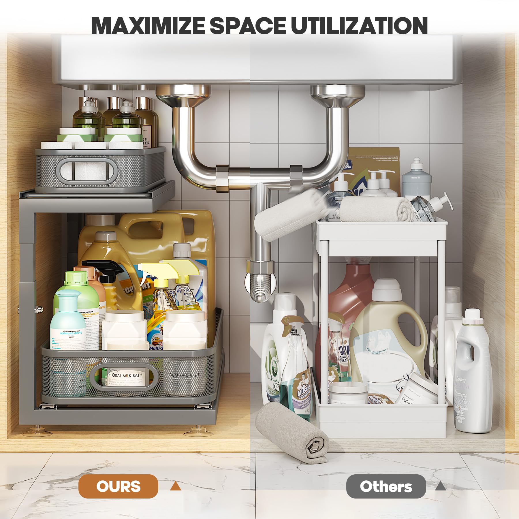 2 Pack 21.3 IN Depth Under Sink Organizer With Next (2 Count)