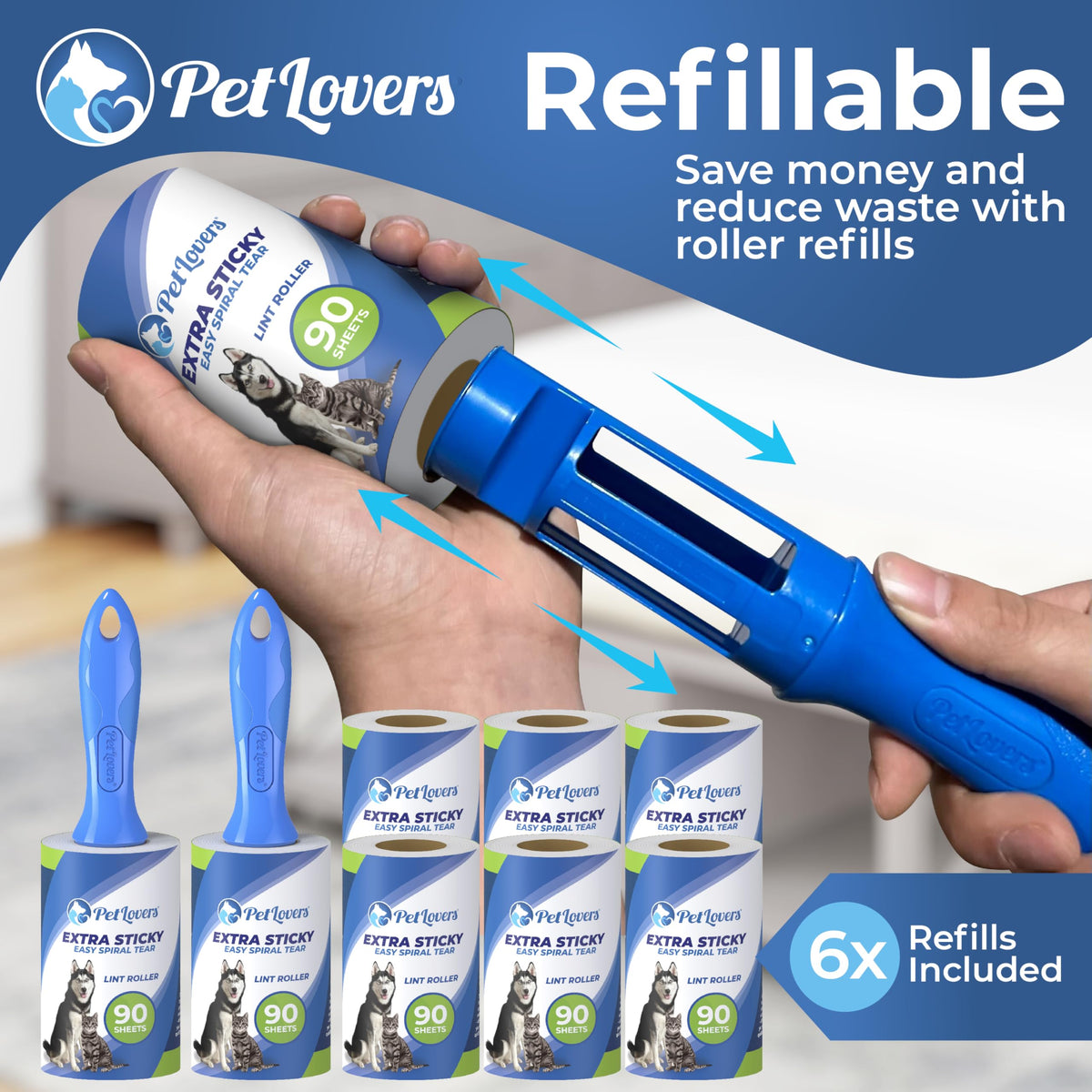 Extra Sticky Lint Roller Mega Value Set 720 Sheets for Pet Hair Removal and Clothes (720 Count)