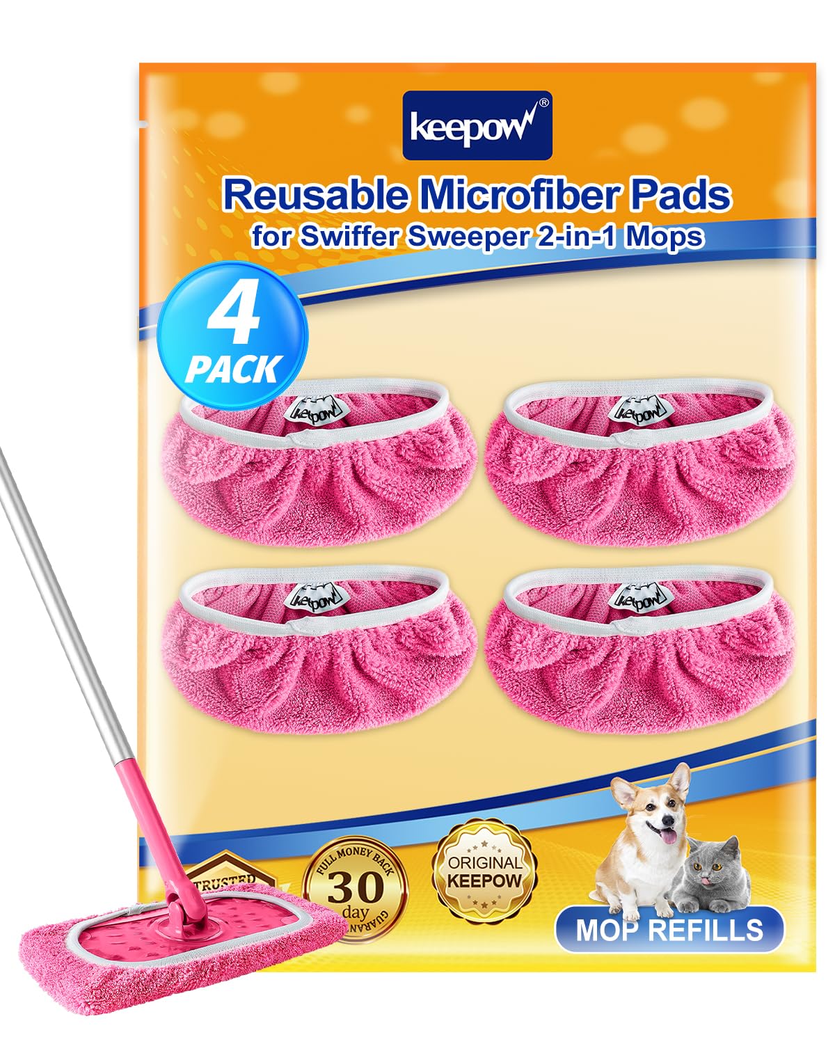 Reusable Mop Pads Compatible with Swiffer Sweeper (4 Count)