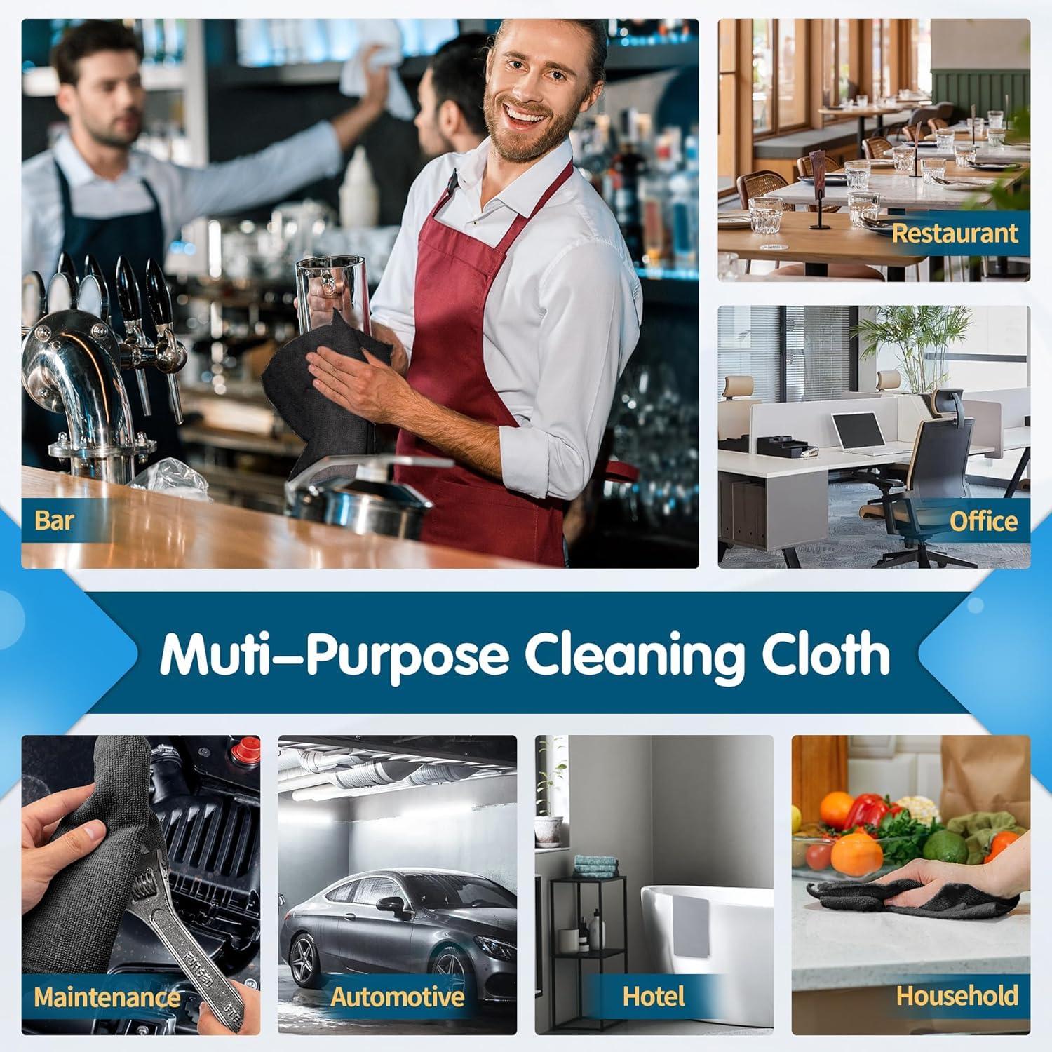 Black Microfiber Cleaning Cloth (50 Count)