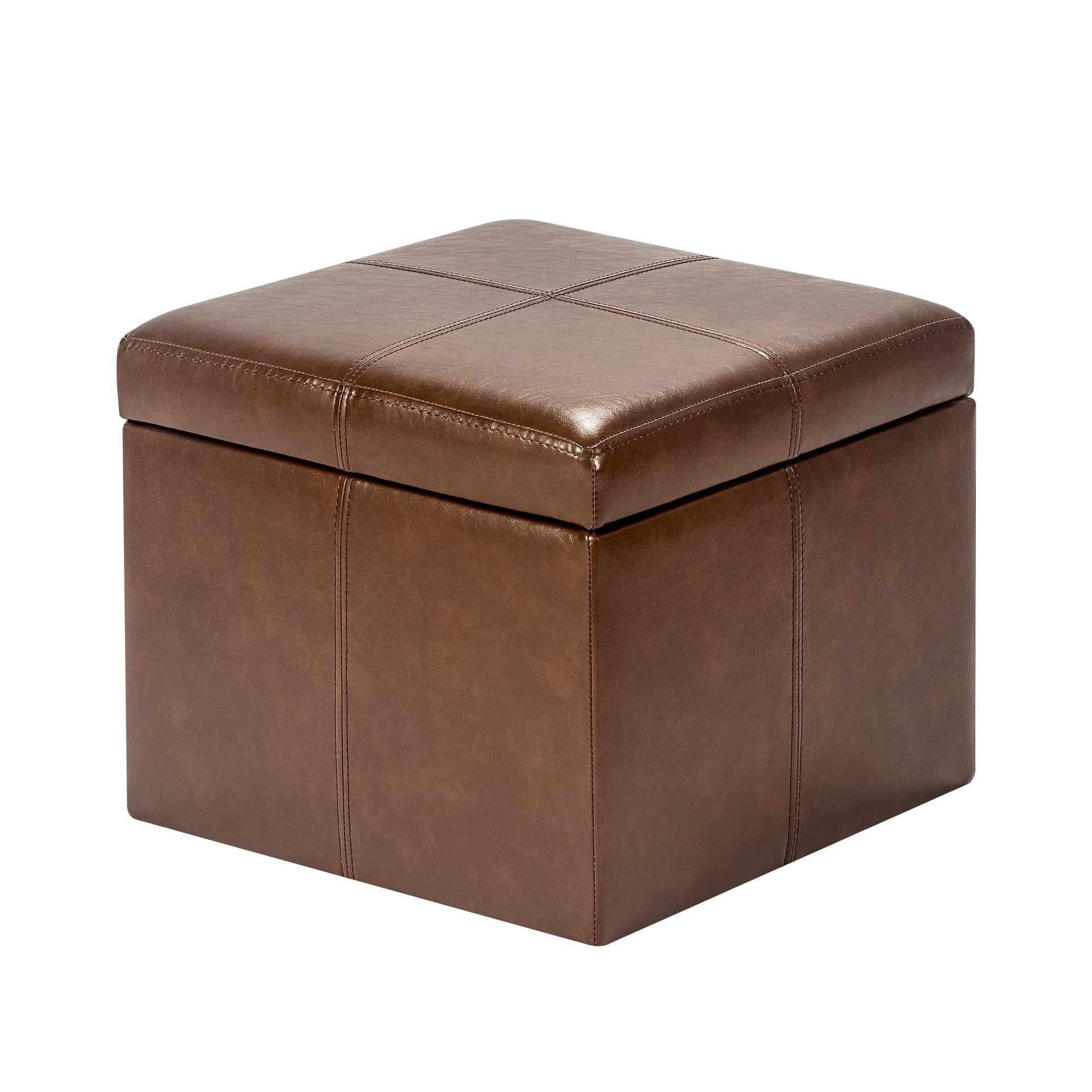 Faux Leather Storage Ottoman Bench for Living Room & Bedroom