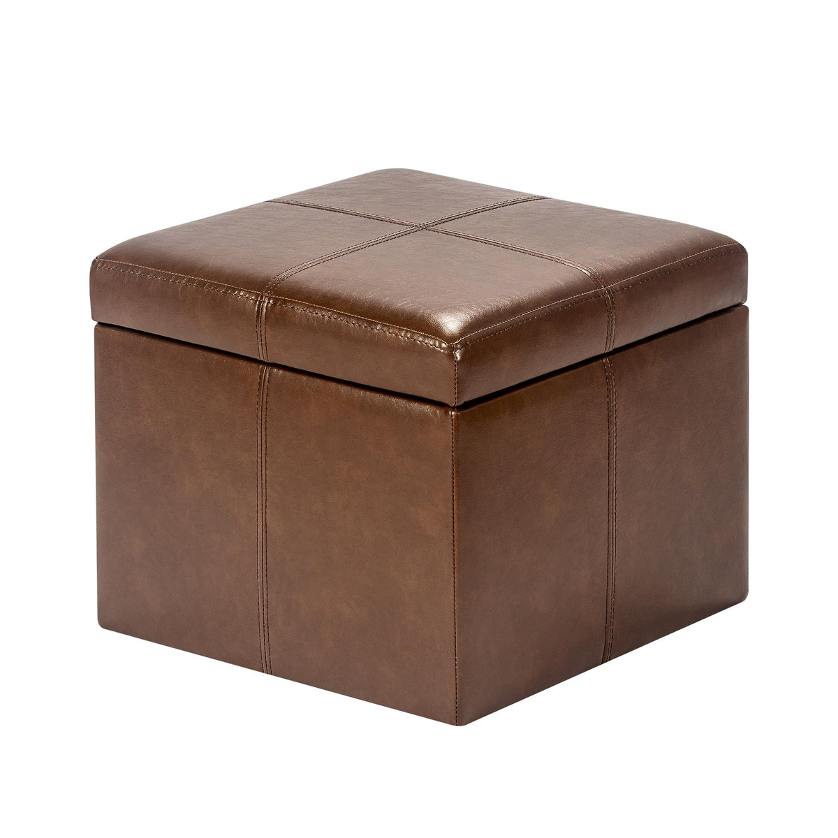 Faux Leather Storage Ottoman Bench for Living Room & Bedroom