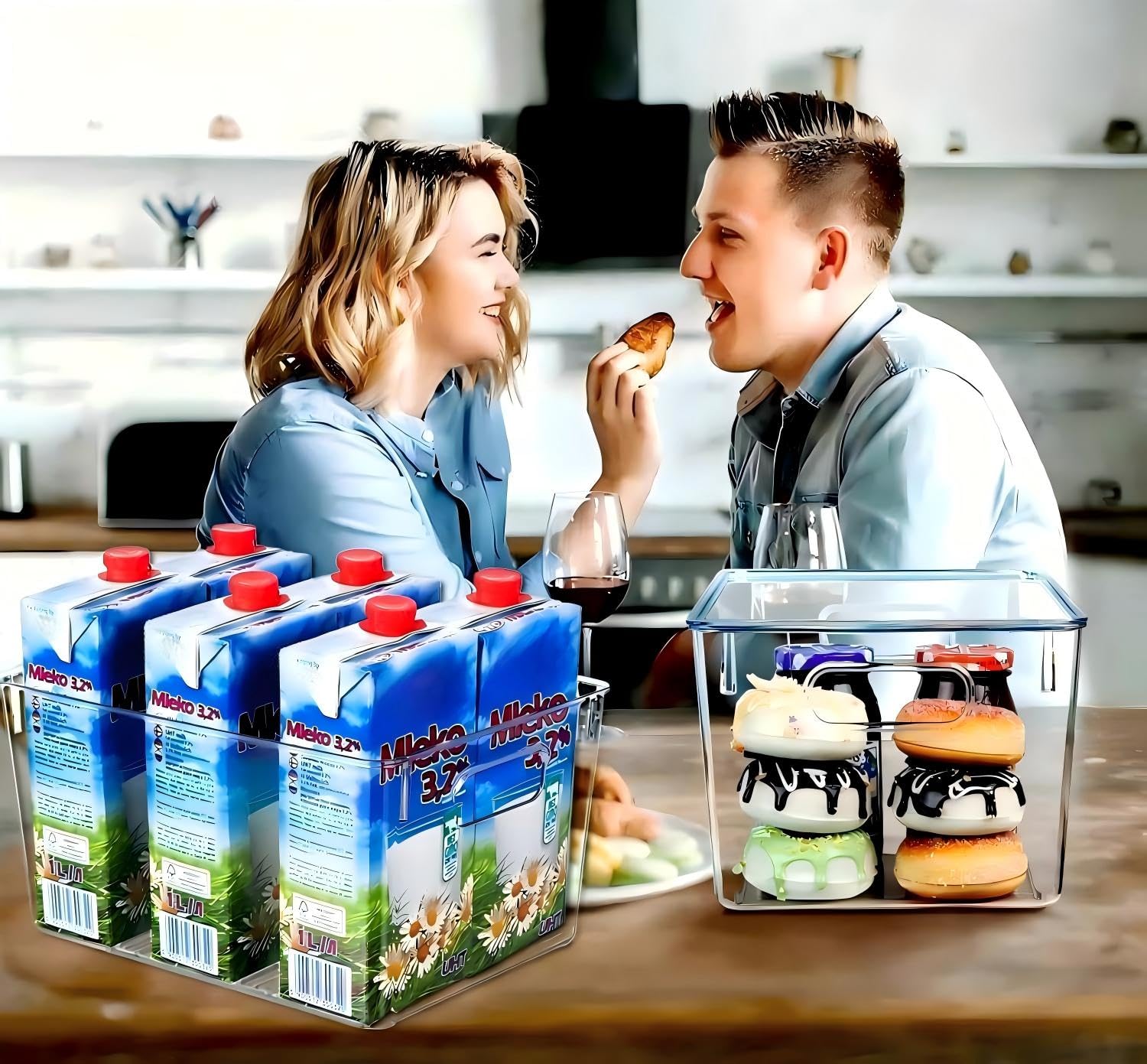 Set of 8 Large Clear Plastic Storage Bins