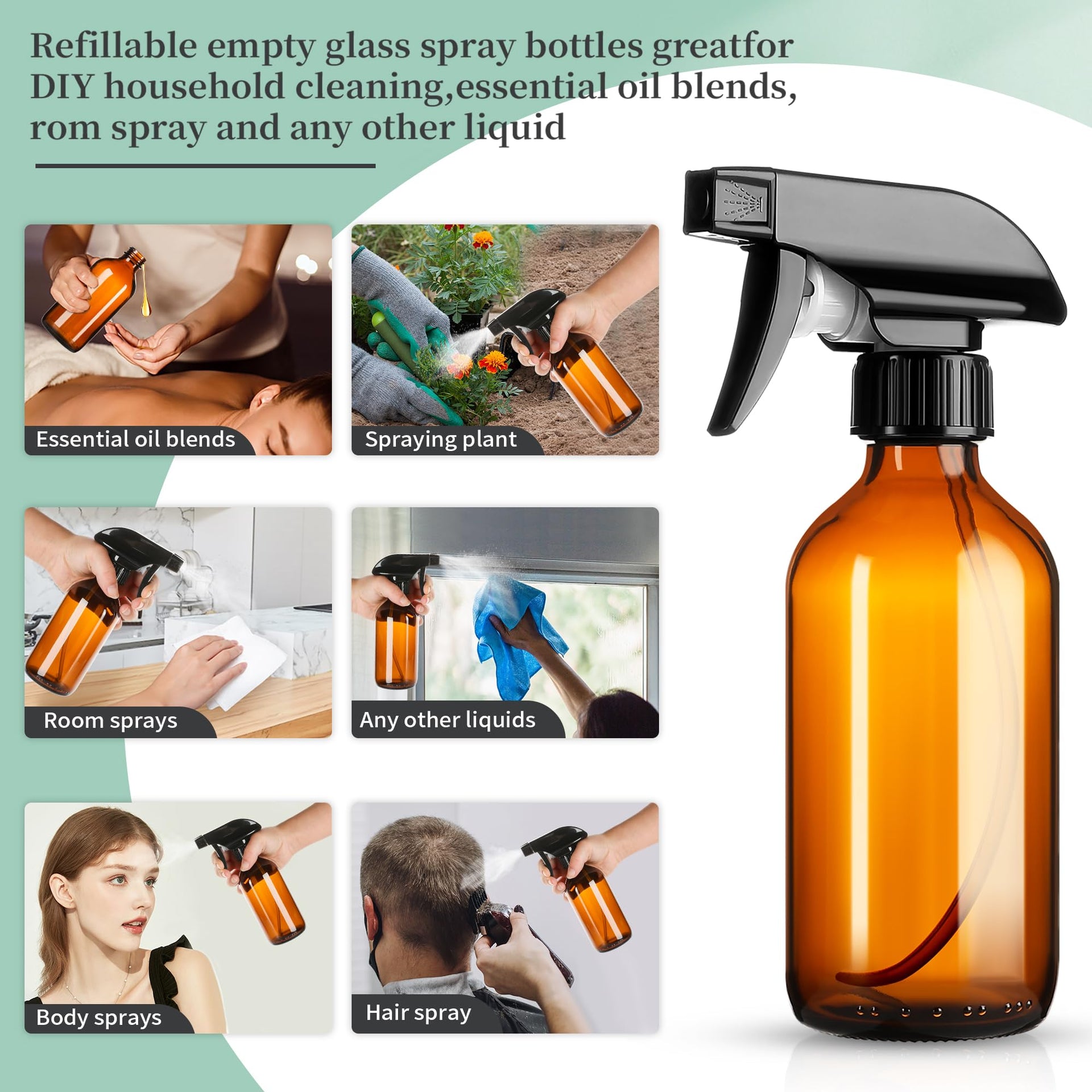 8oz Amber Glass Spray Bottles (8 Count)