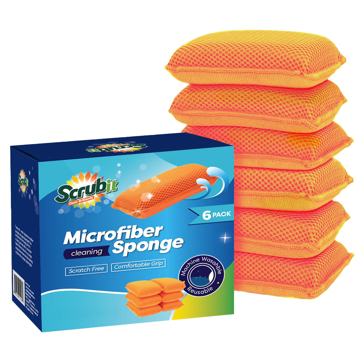 Commercial Miracle Microfiber Kitchen Sponge by Scrub (6 Count)
