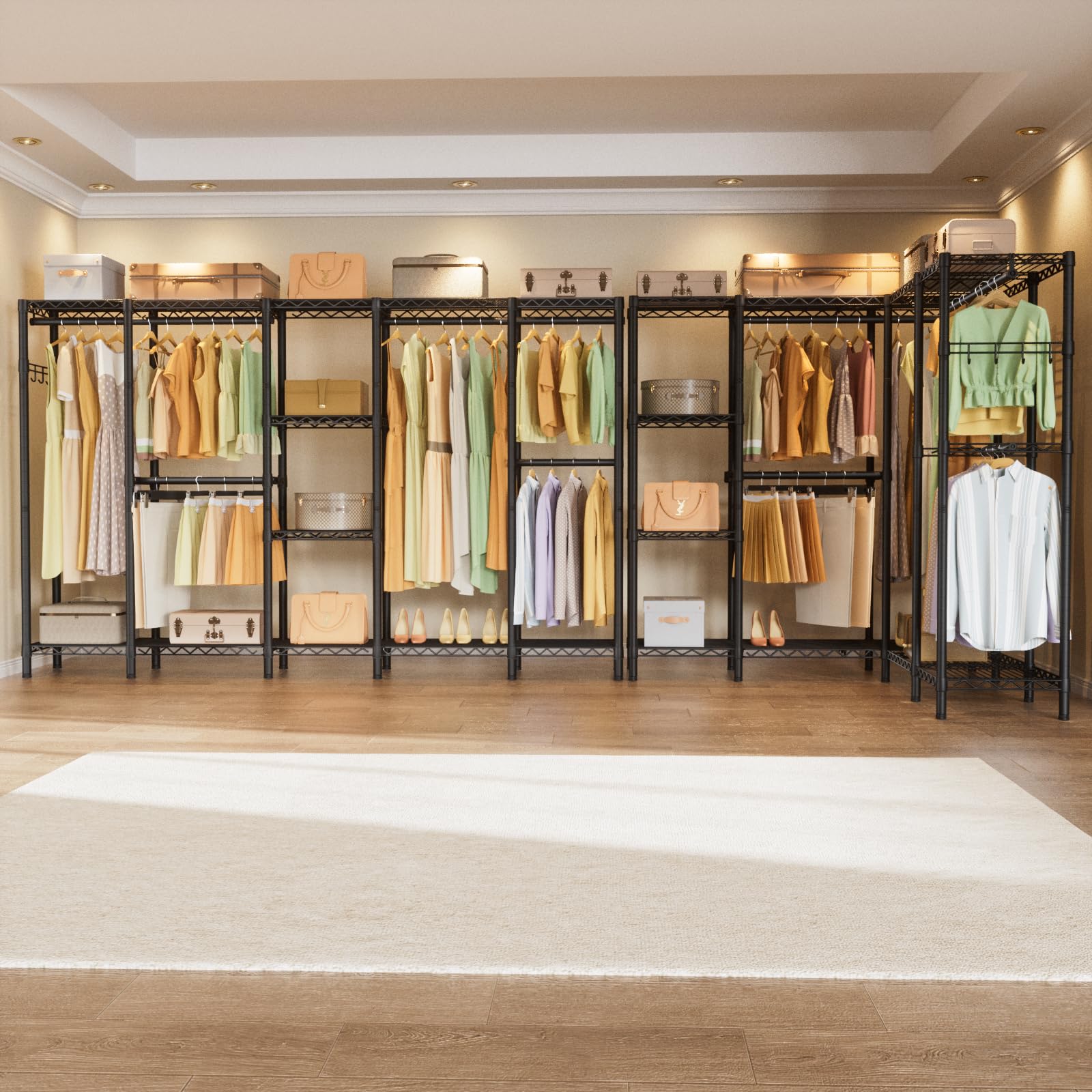 Heavy Duty Clothes Rack Metal Wardrobe with Adjustable Wire Shelves