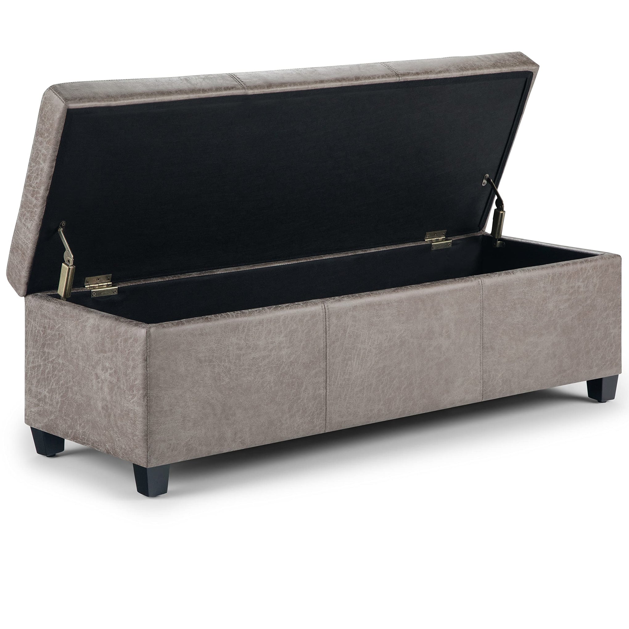 Avalon 48" Wide Linen Look Fabric Storage Ottoman in Cloud Grey