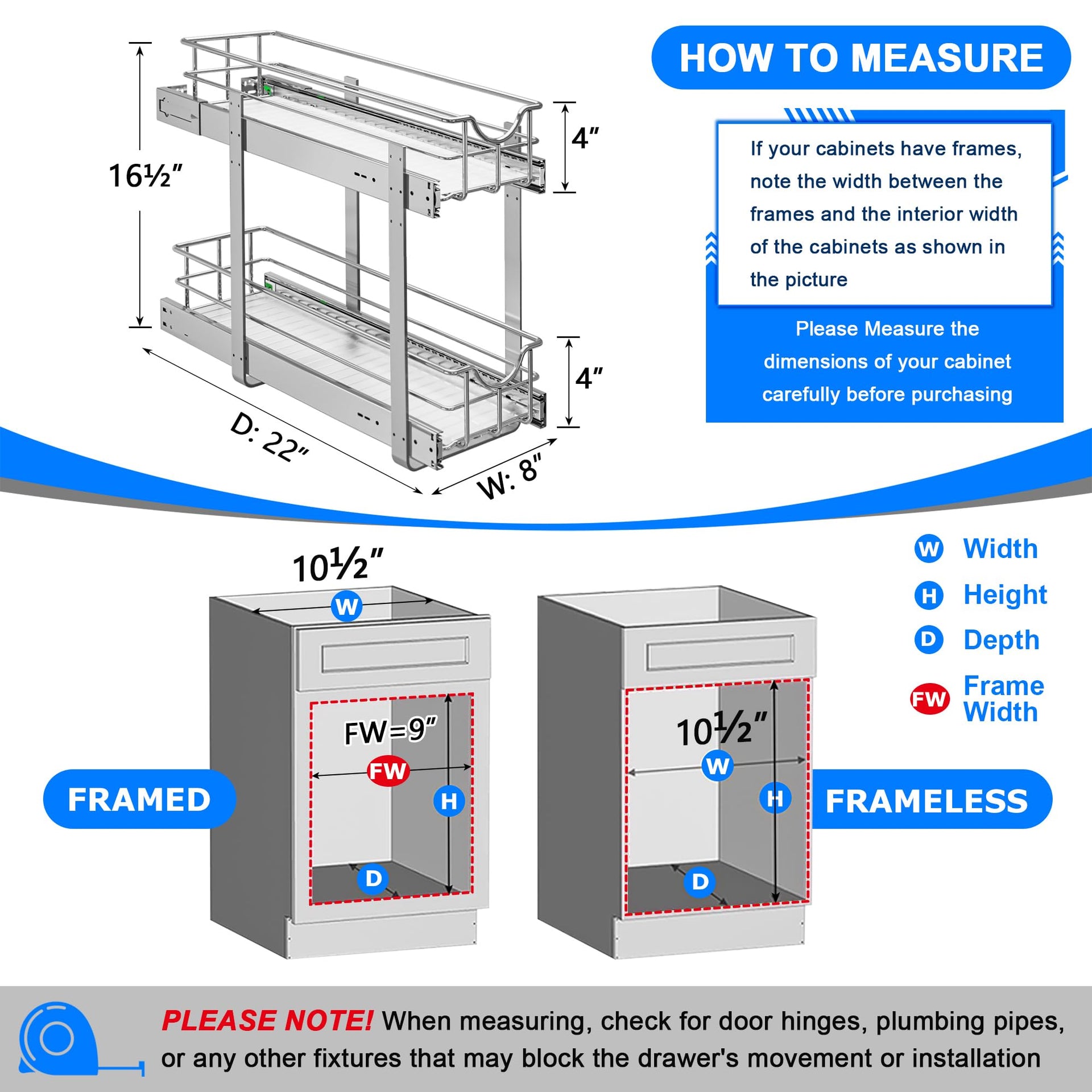 2 Tier Kitchen Cabinet Pullout Shelf and Drawer Organizer