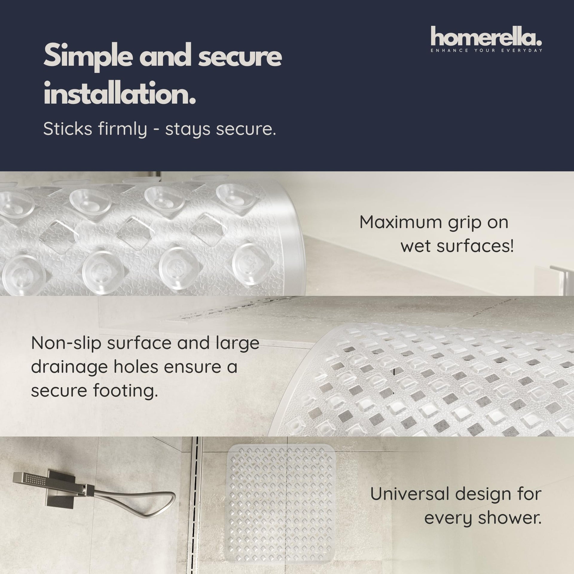 Square Shower Mat Non Slip Anti Mold 21x21 Anti Slip Shower Mat