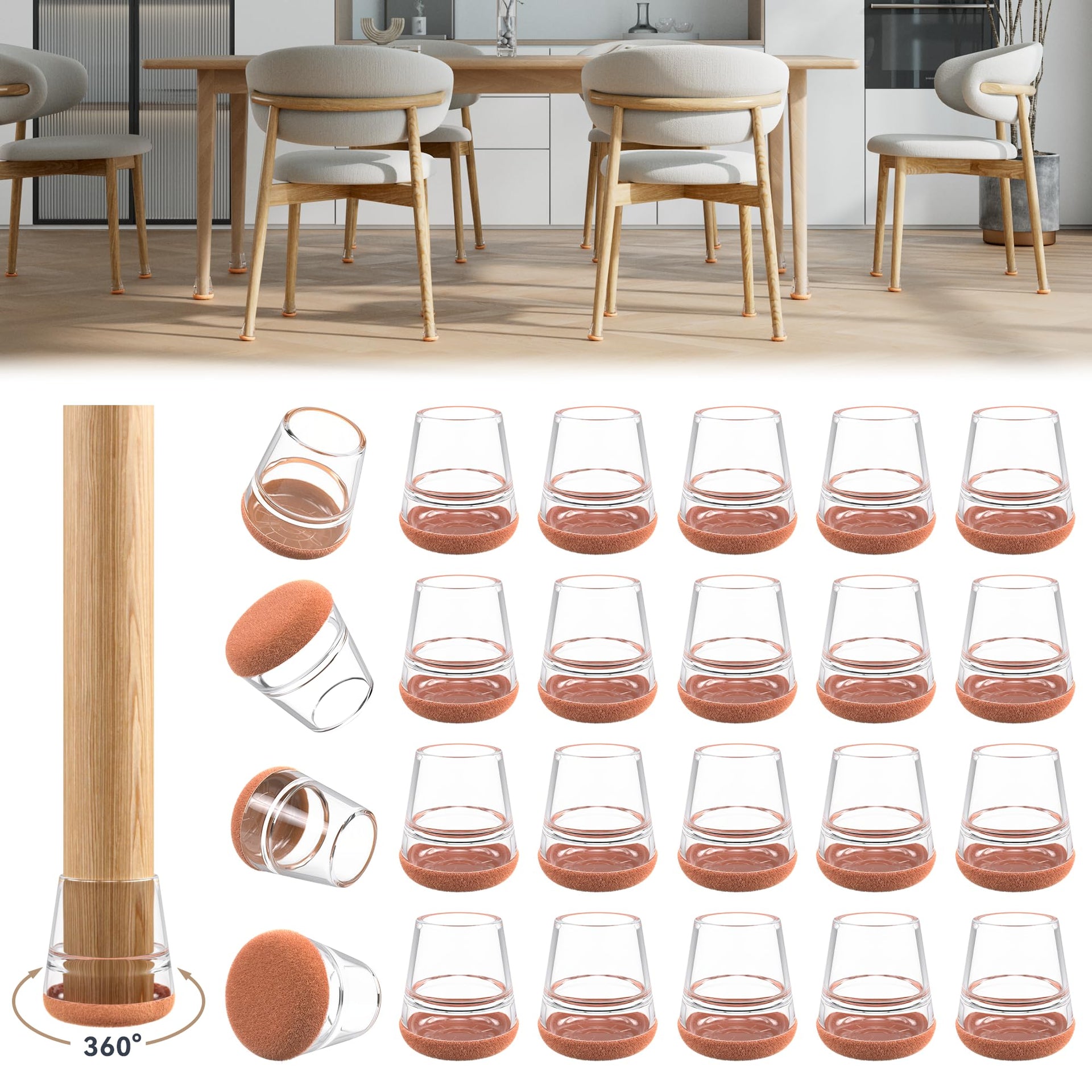 24PCS Extra Small Chair Leg Floor Protectors for Hardwood Floors (24 Count)