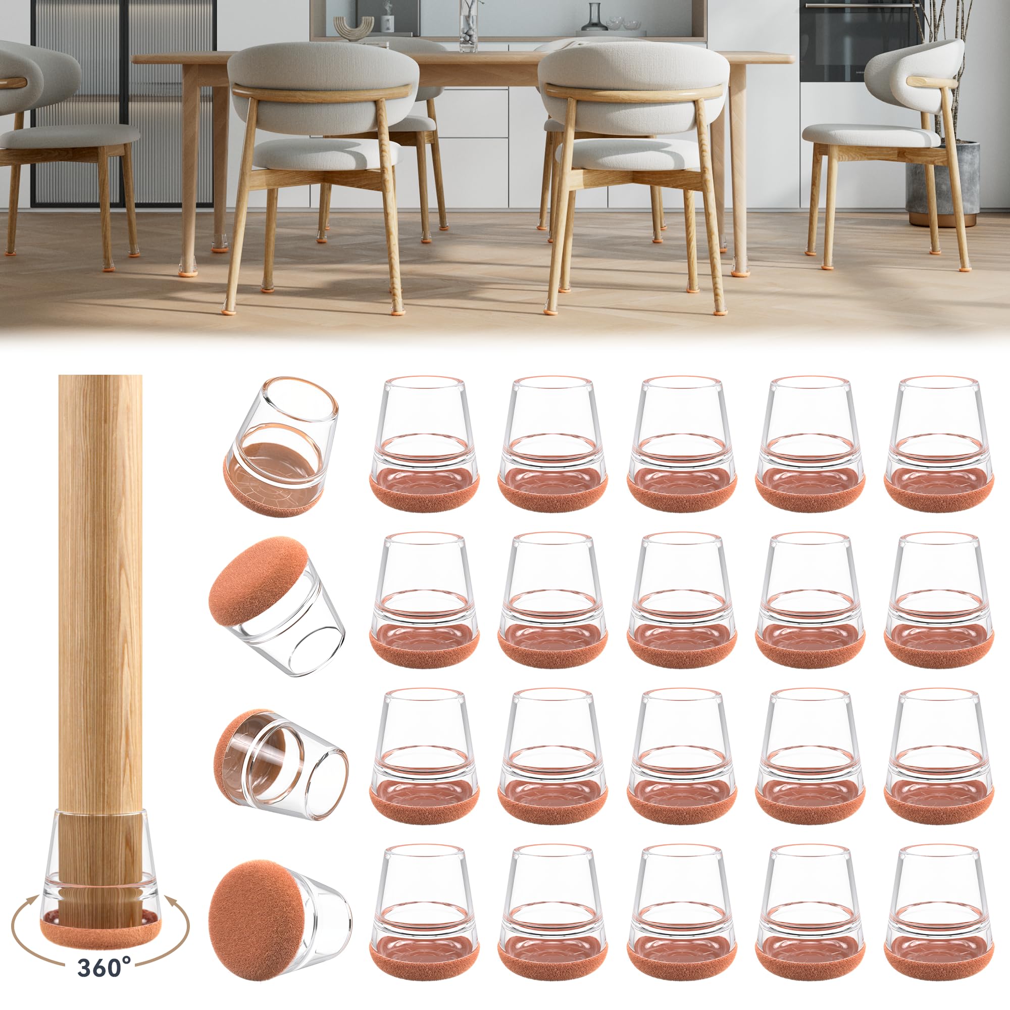 24PCS Extra Small Chair Leg Floor Protectors for Hardwood Floors (24 Count)