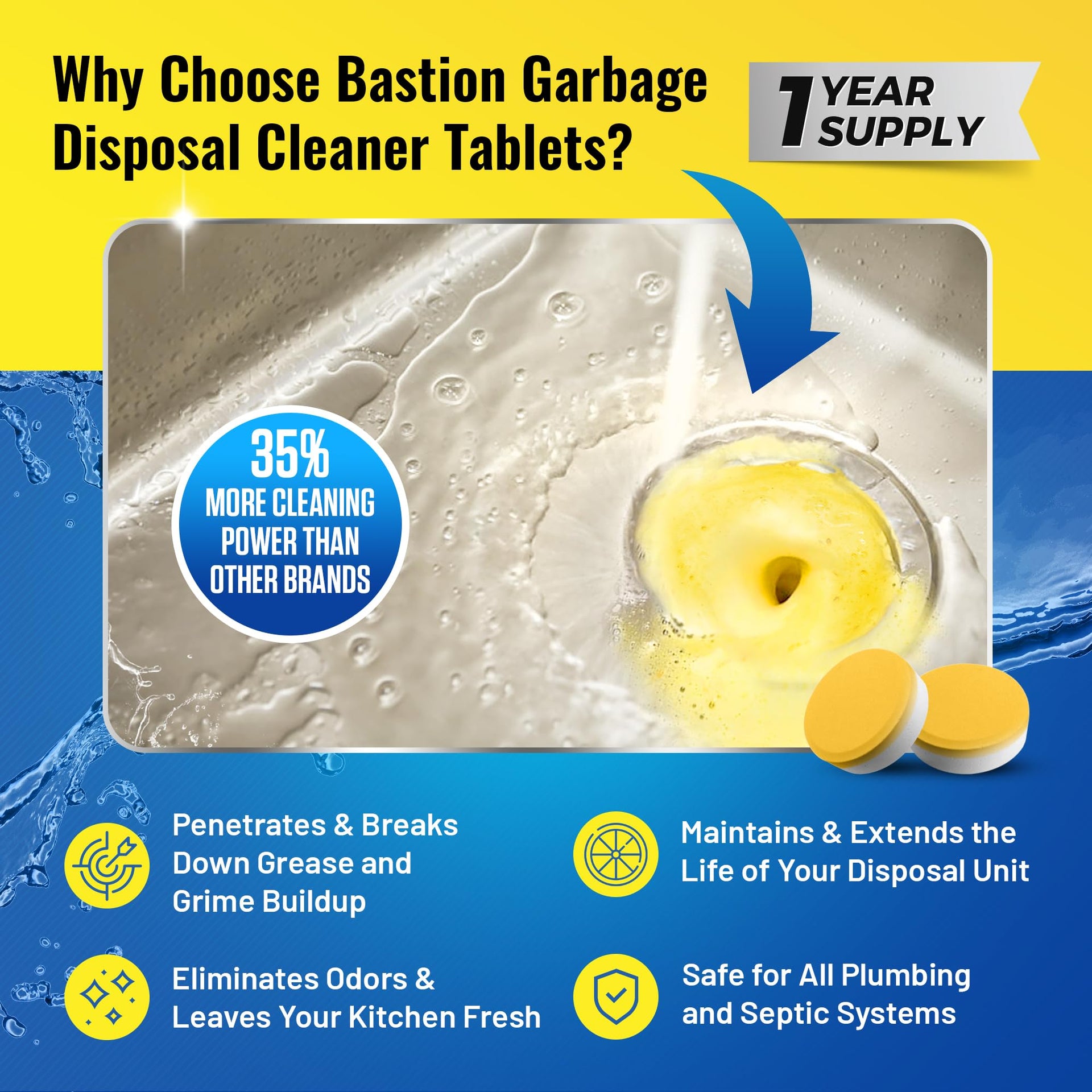 Garbage Disposal Cleaner Deodorizer Tablets (24 Count)