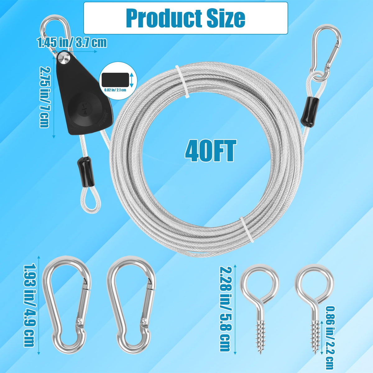 20FT 40FT Retractable Travel Clothesline (40 Foot)