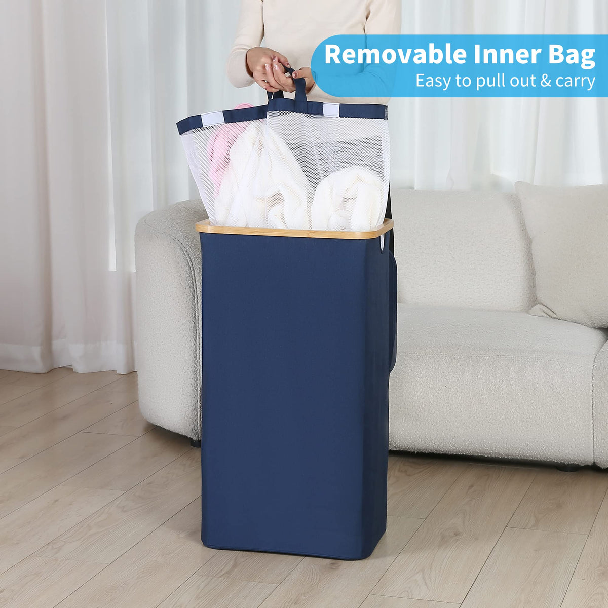 Laundry Basket with Lid and Removable Bag