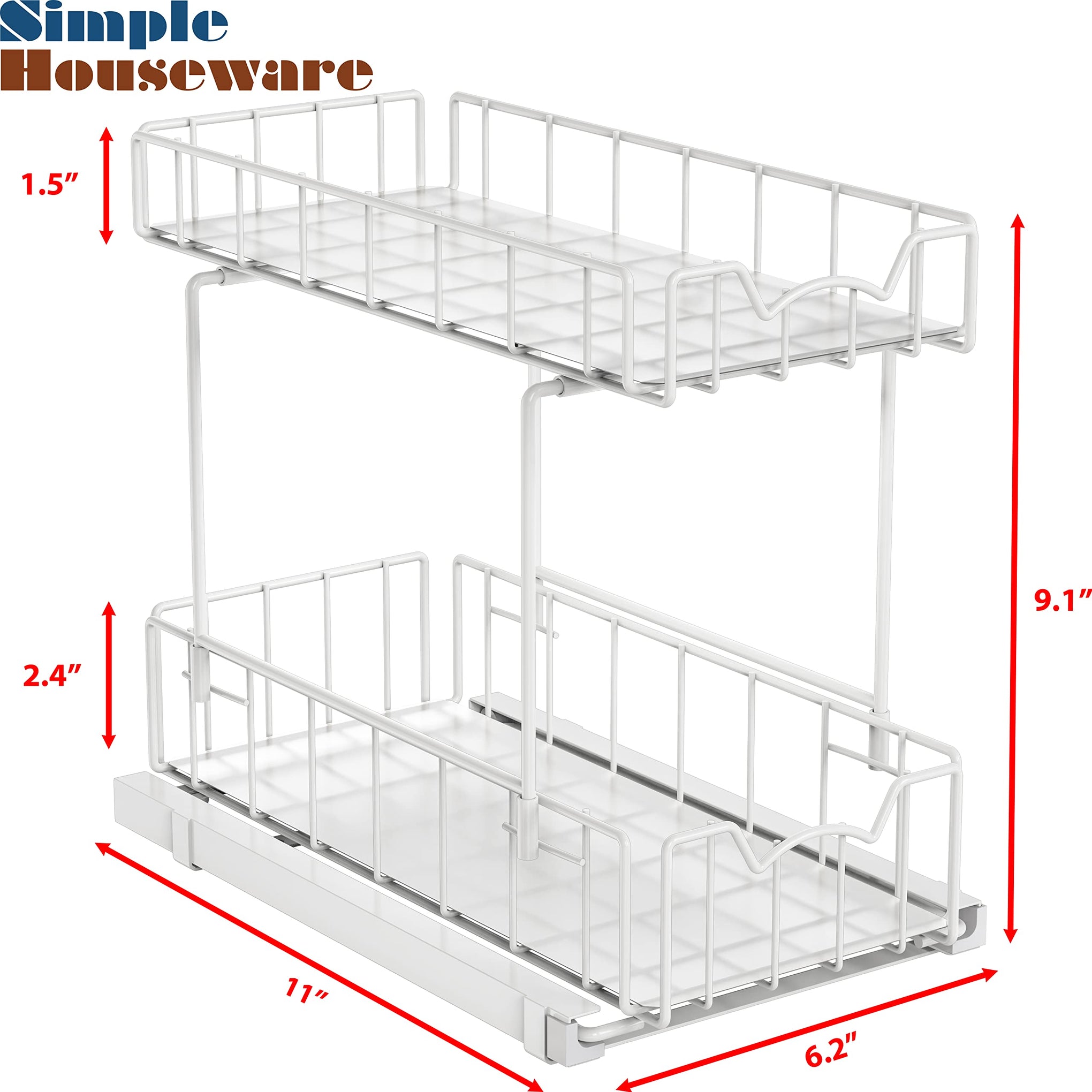 2 Tier Spice Rack Slide Out Wire Basket Drawer