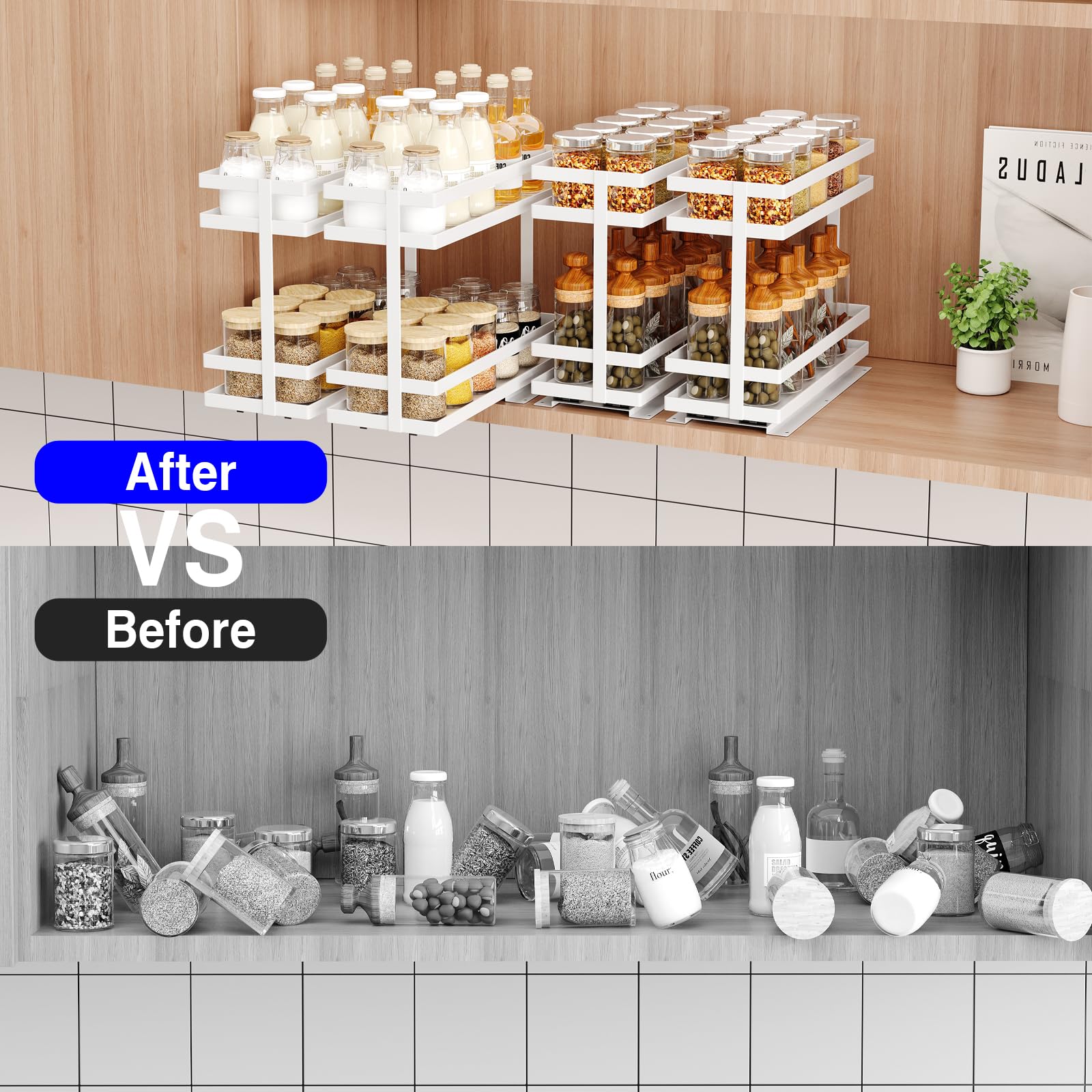 4 Pack Pull Out Spice Rack Organizer for Cabinet (4 Count)