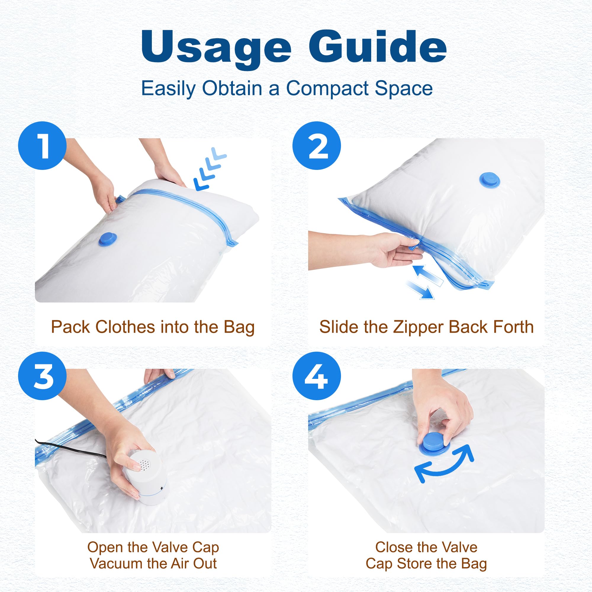 10 Large Vacuum Seal Bags For Clothing Travel (10 Count)