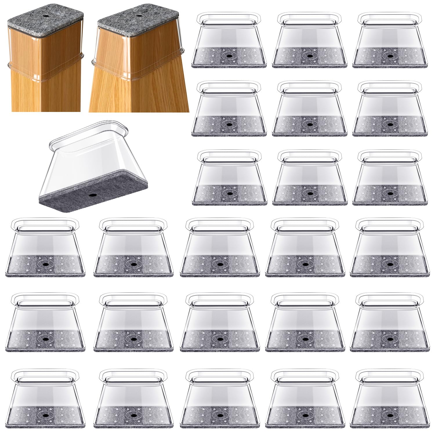 32 Pcs Chair Leg Floor Protectors for Hardwood Floors Rectangular (32 Count)