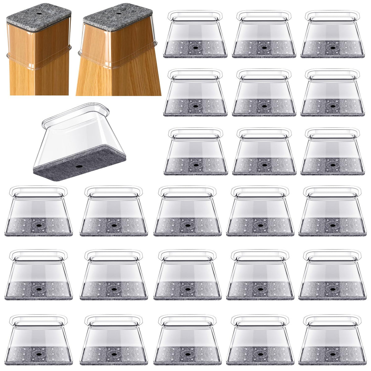 32 Pcs Chair Leg Floor Protectors for Hardwood Floors Rectangular (32 Count)