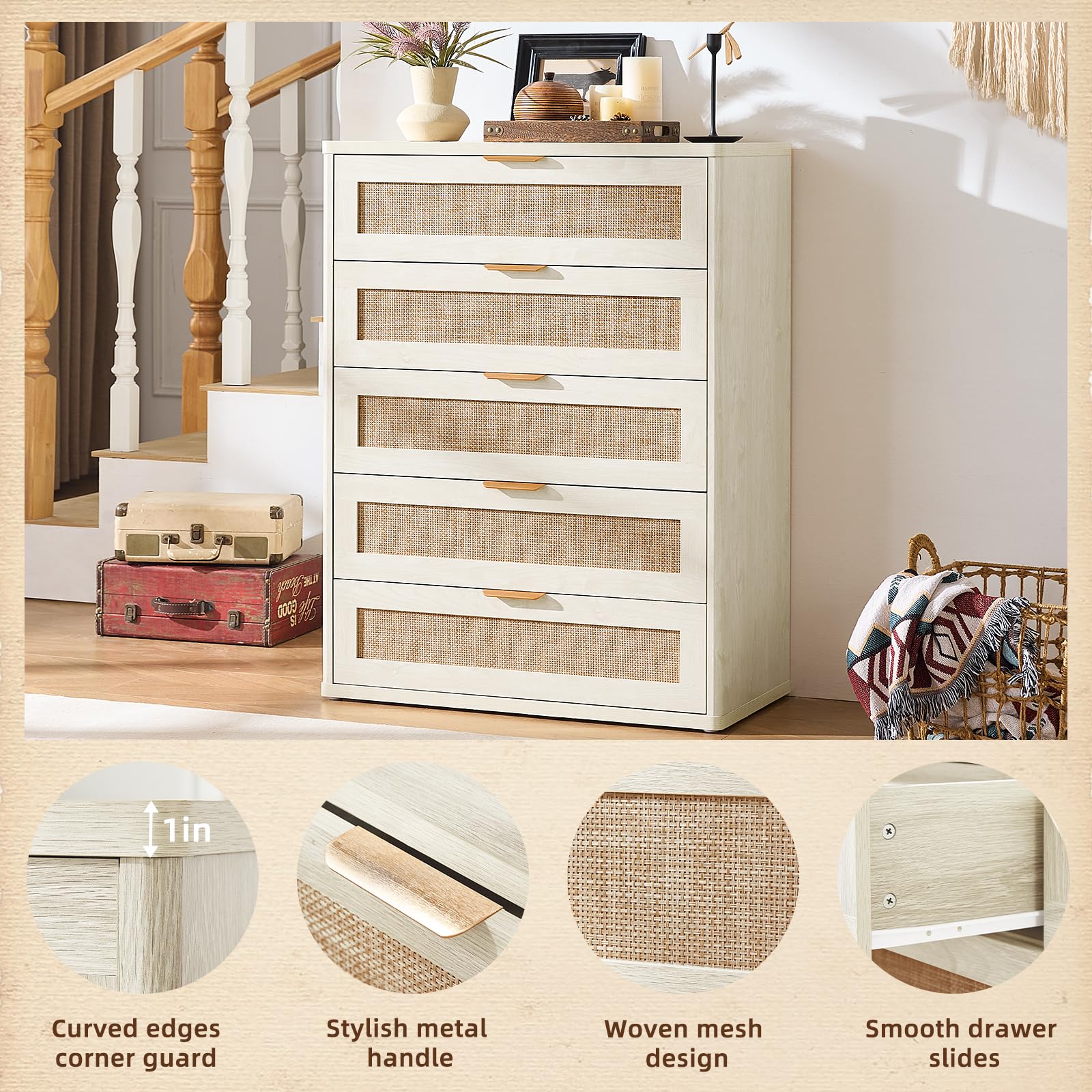 Rattan Dresser for Bedroom Set 2