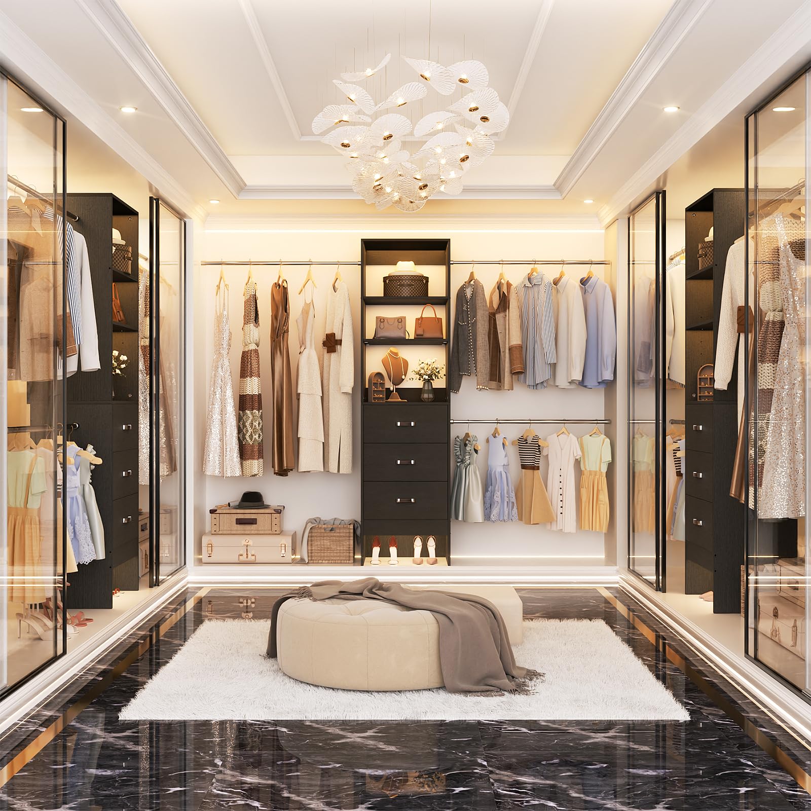 96'' Closet Organizer System with 3 Hanging Rods