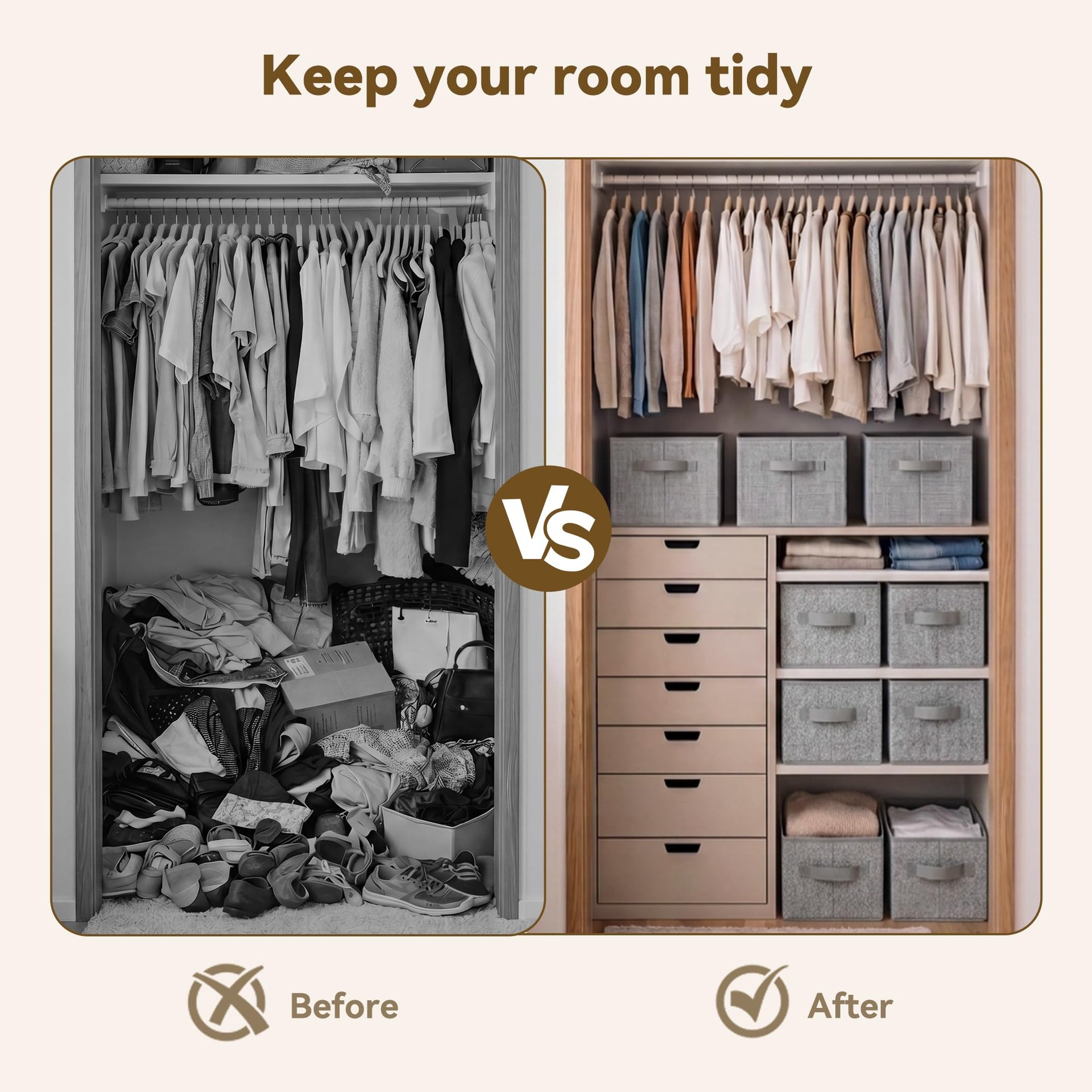 Closet Storage Bins with Handles (3 Count)
