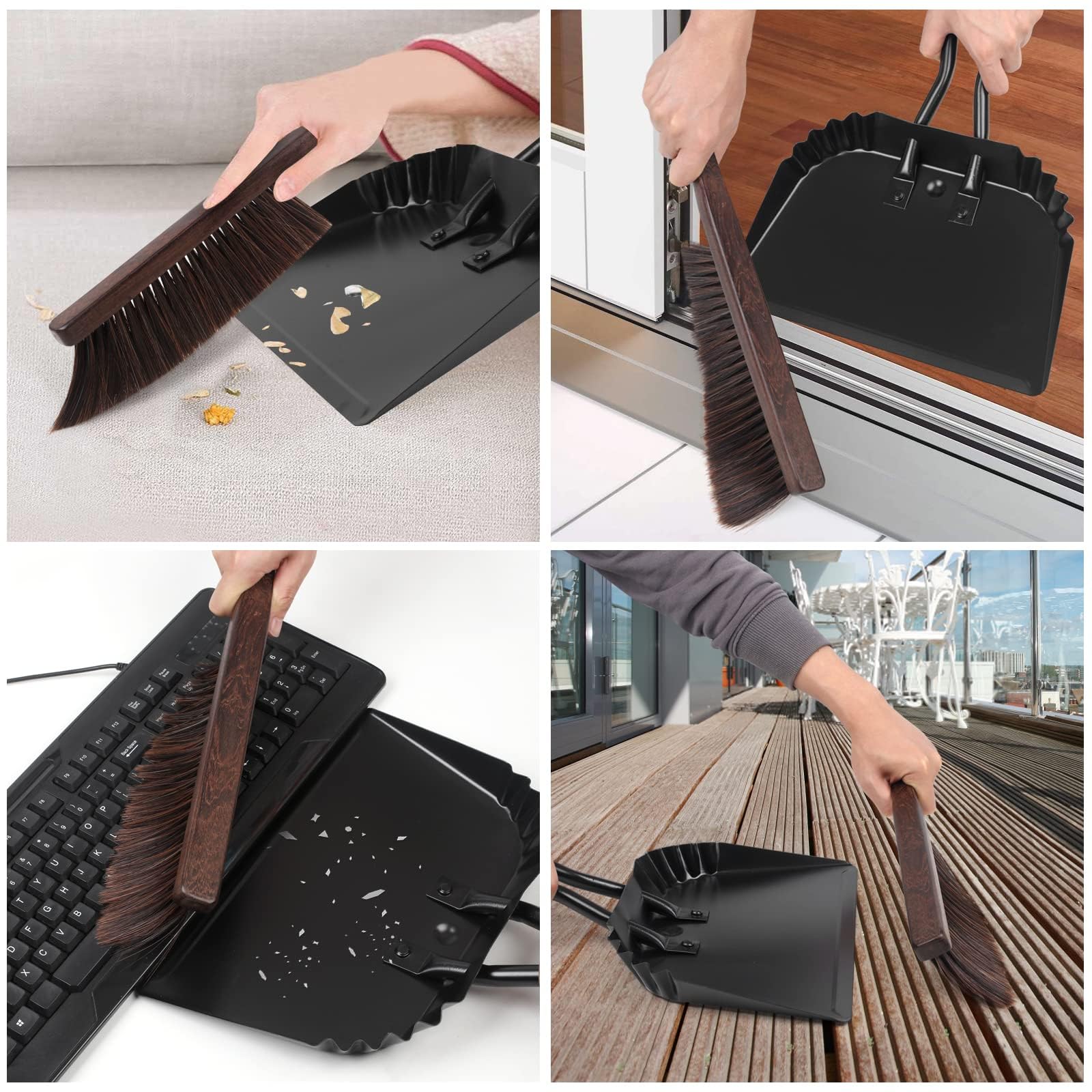 Heavy Duty Metal Dust Pan and Brush Set (2 Count)